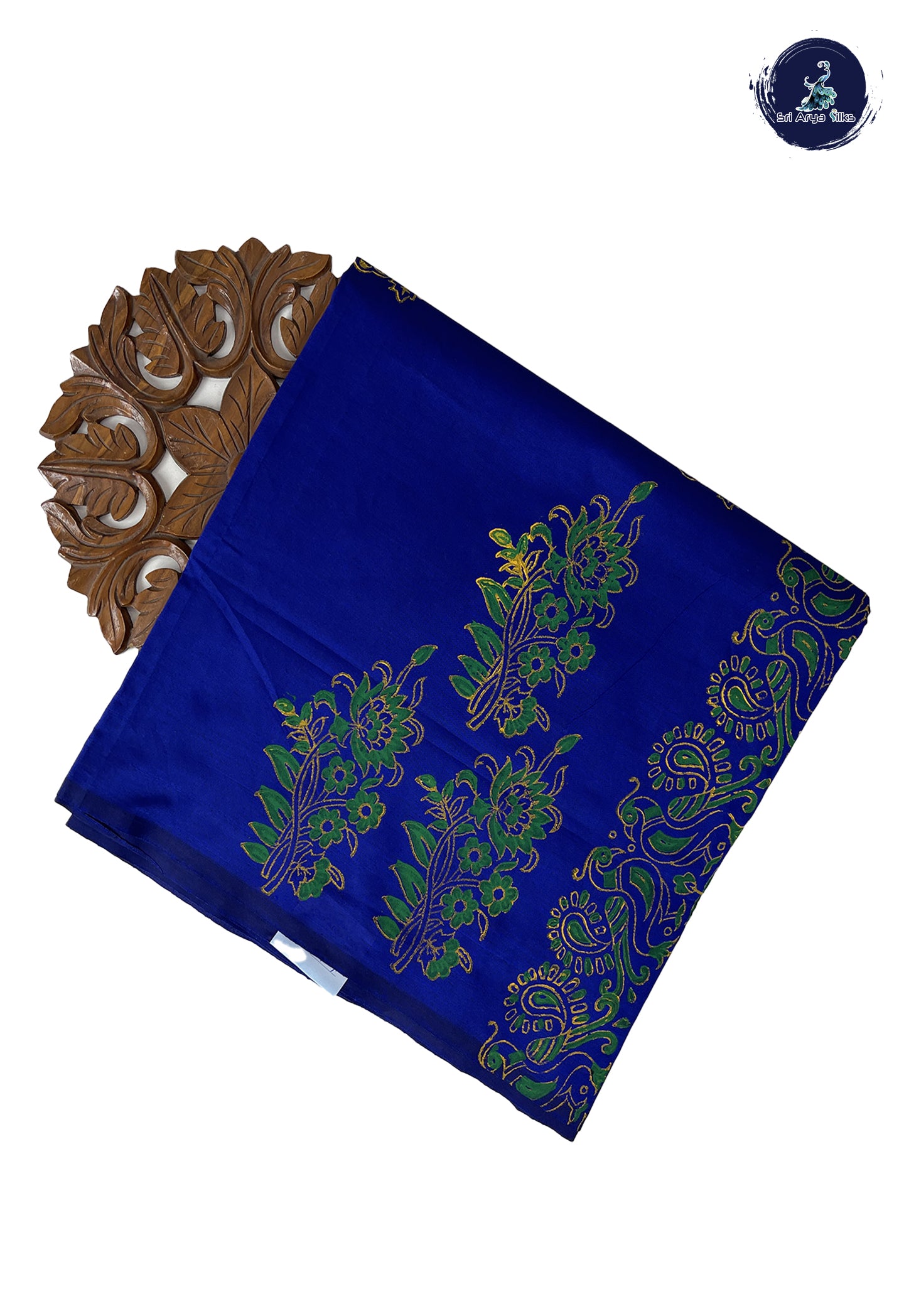 Royal Blue Madisar Semi Silk Cotton Saree With Printed Pattern