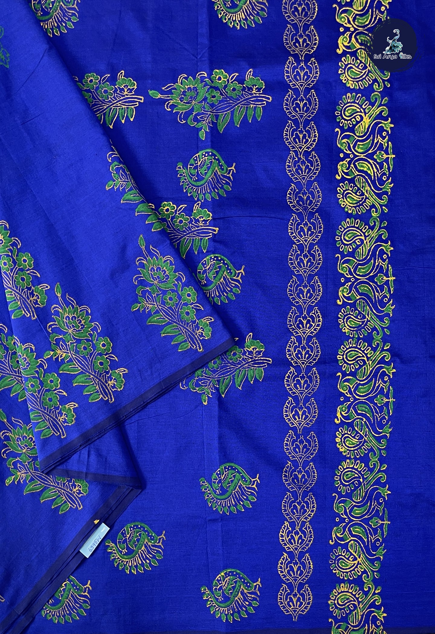 Royal Blue Madisar Semi Silk Cotton Saree With Printed Pattern