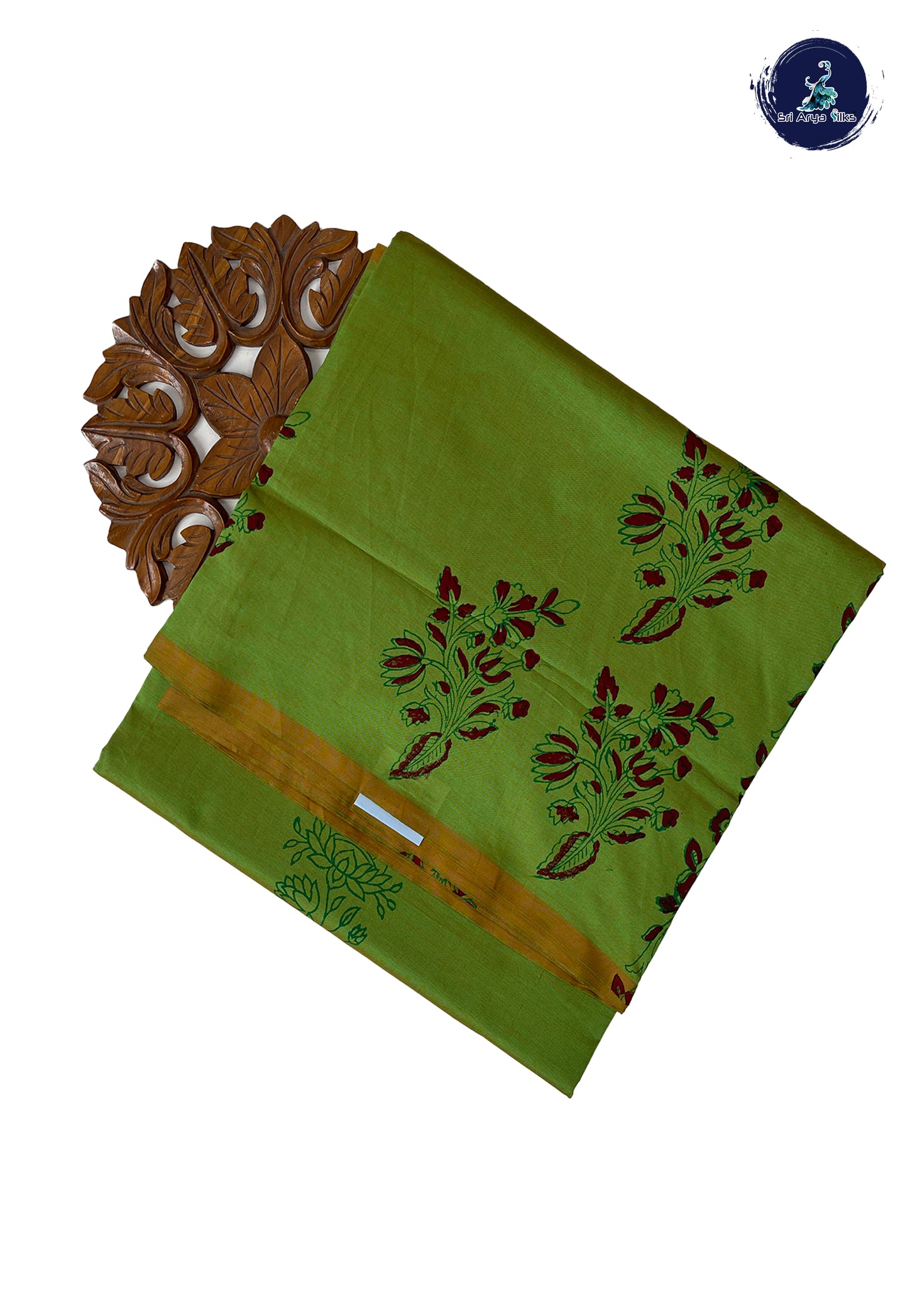 Light Green Madisar Semi Silk Cotton Saree With Printed Pattern
