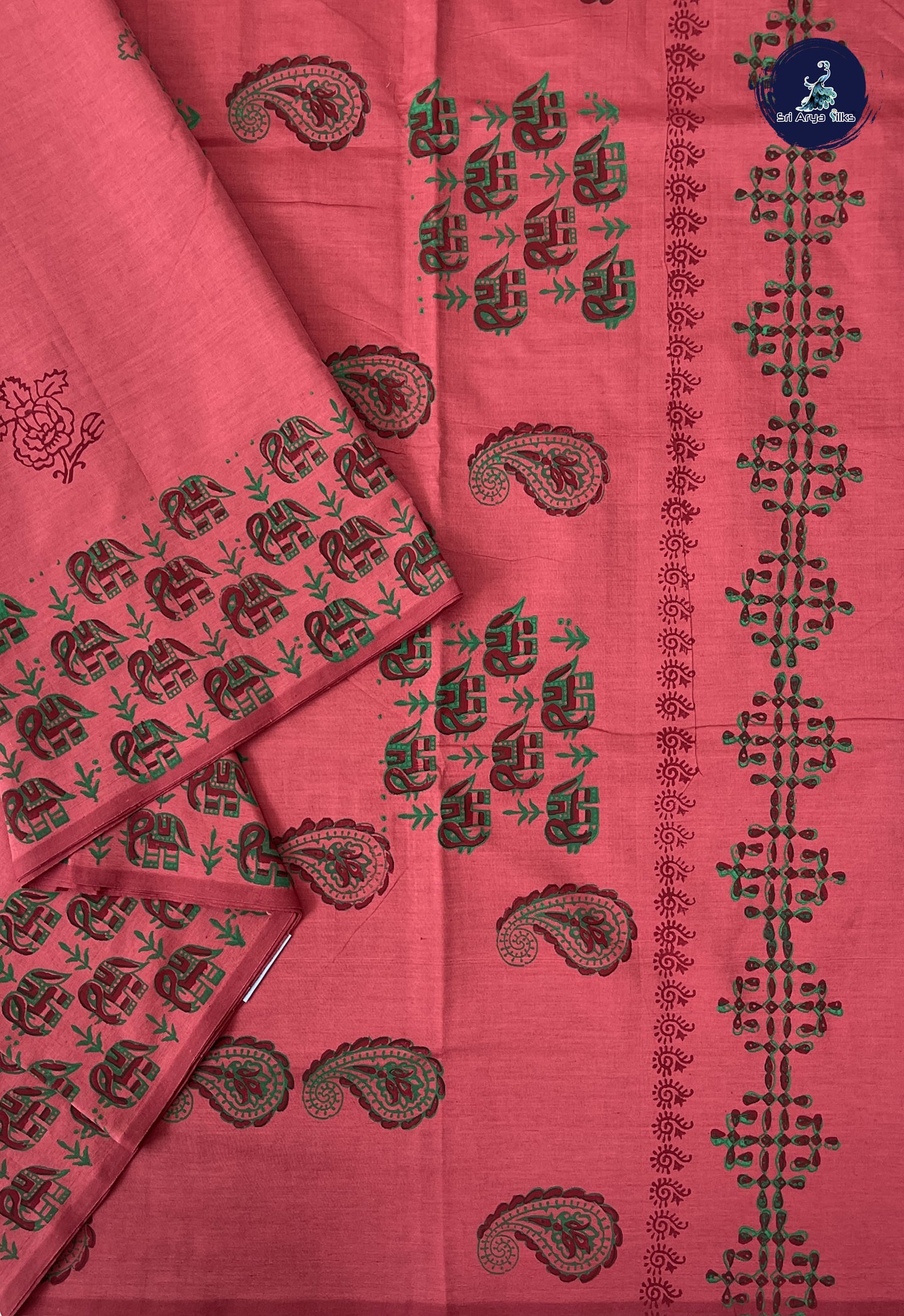 Dusty Pink Madisar Semi Silk Cotton Saree With Printed Pattern