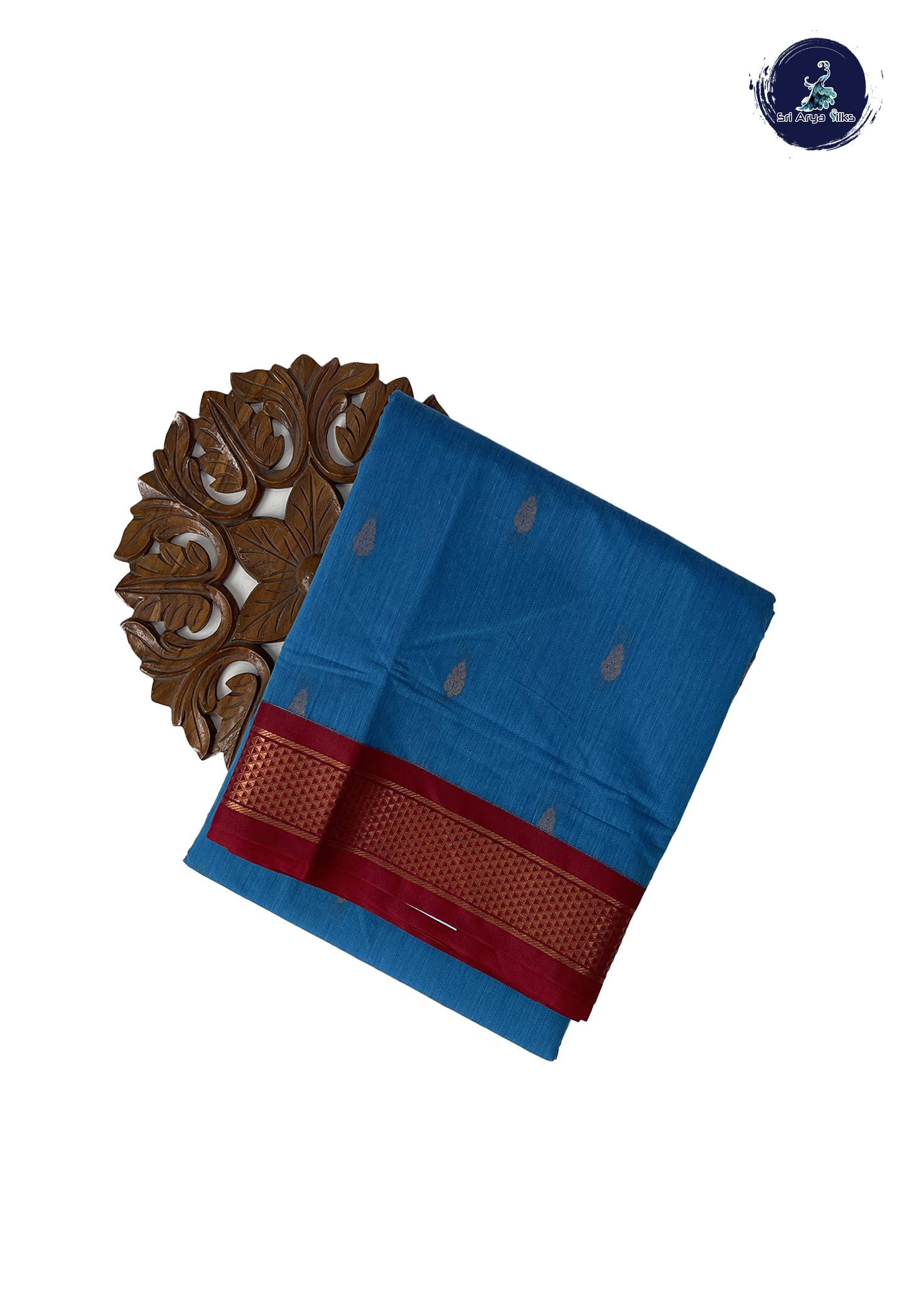 Light Blue Madisar Semi Silk Cotton Saree With Zari Buttas Pattern