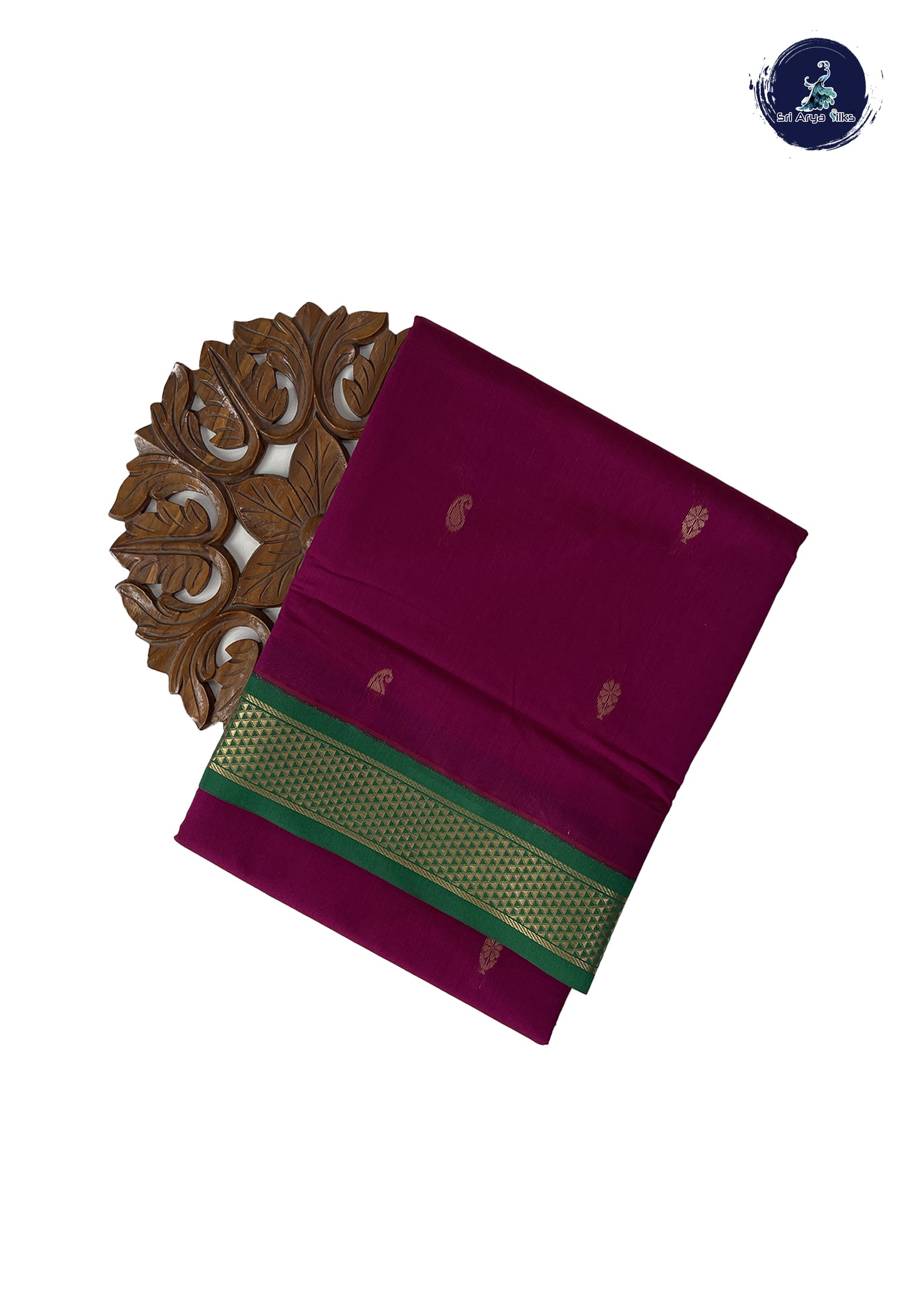 Purple Madisar Semi Silk Cotton Saree With Zari Buttas Pattern