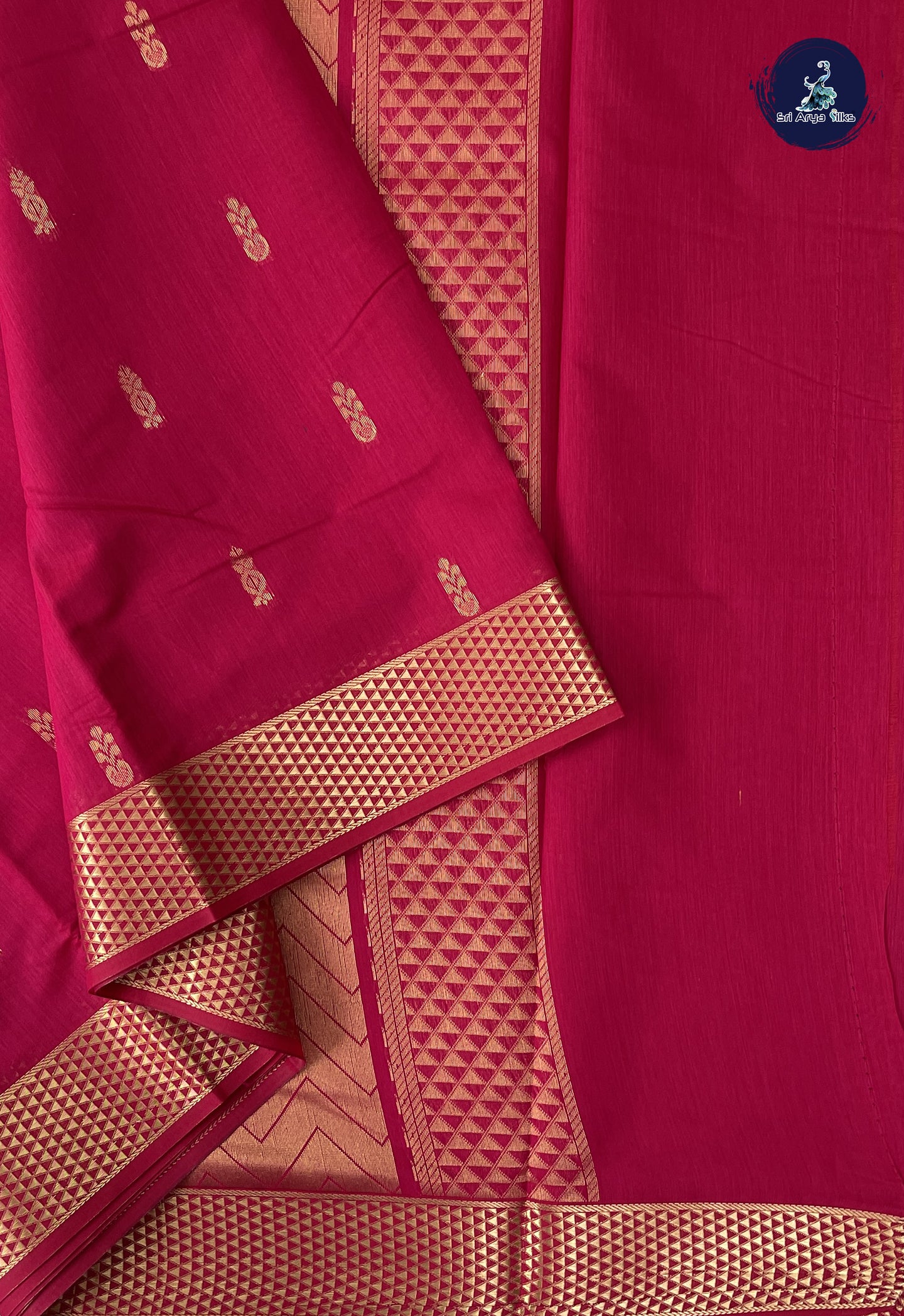 Dark Pink Madisar Semi Silk Cotton Saree With Zari Buttas Pattern