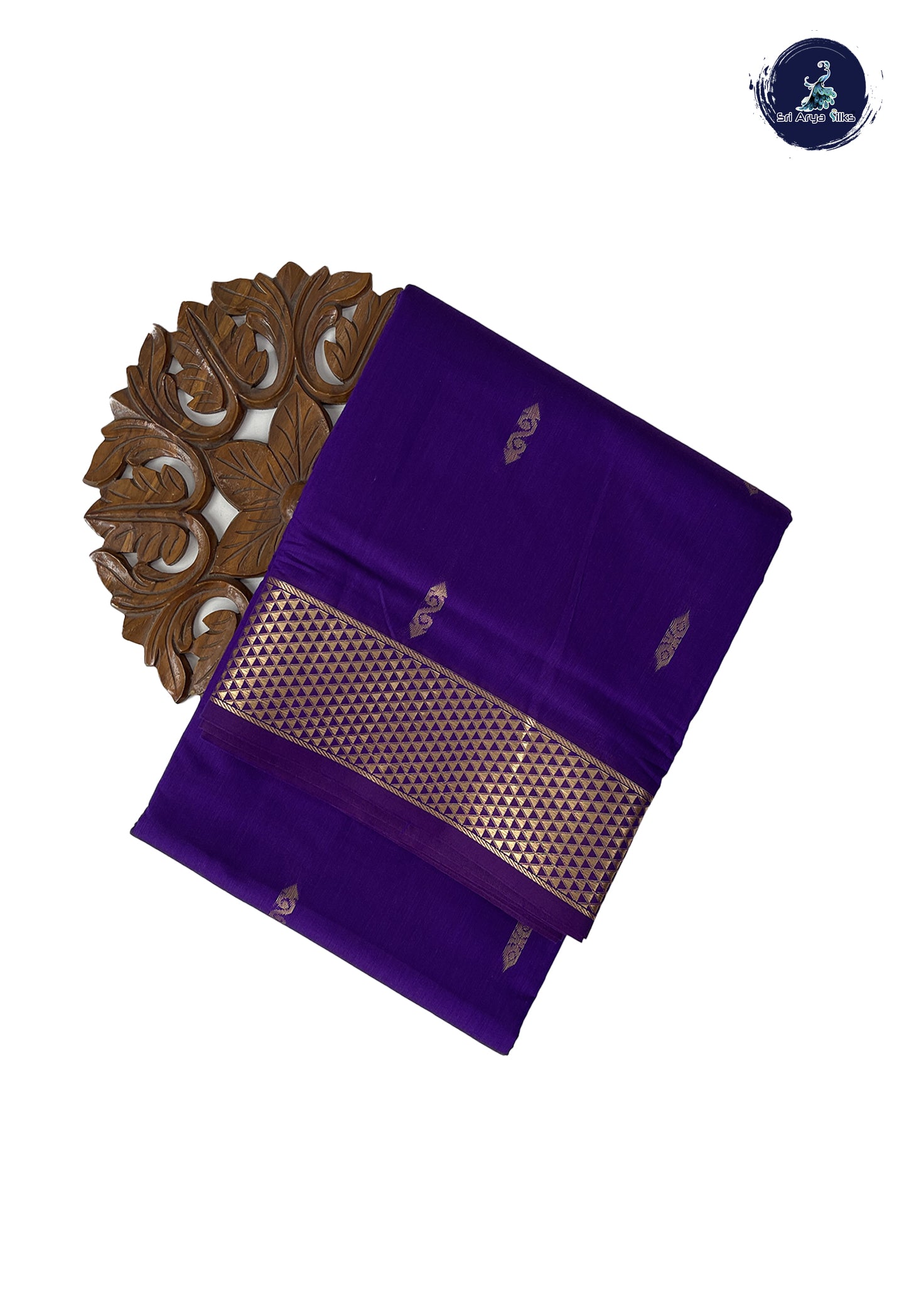 Dark Violet Madisar Semi Silk Cotton Saree With Zari Buttas Pattern