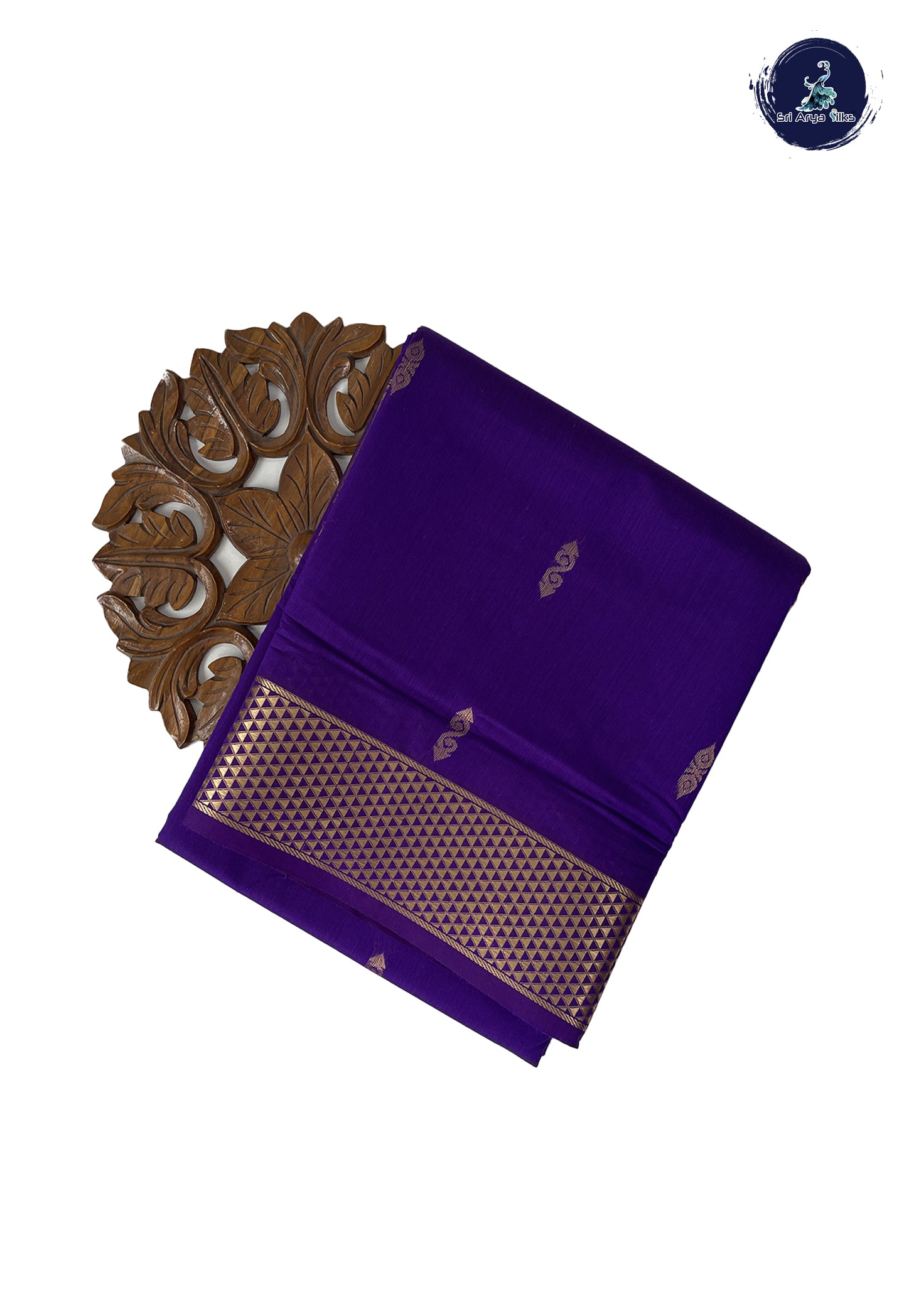 Dark Violet Madisar Semi Silk Cotton Saree With Zari Buttas Pattern
