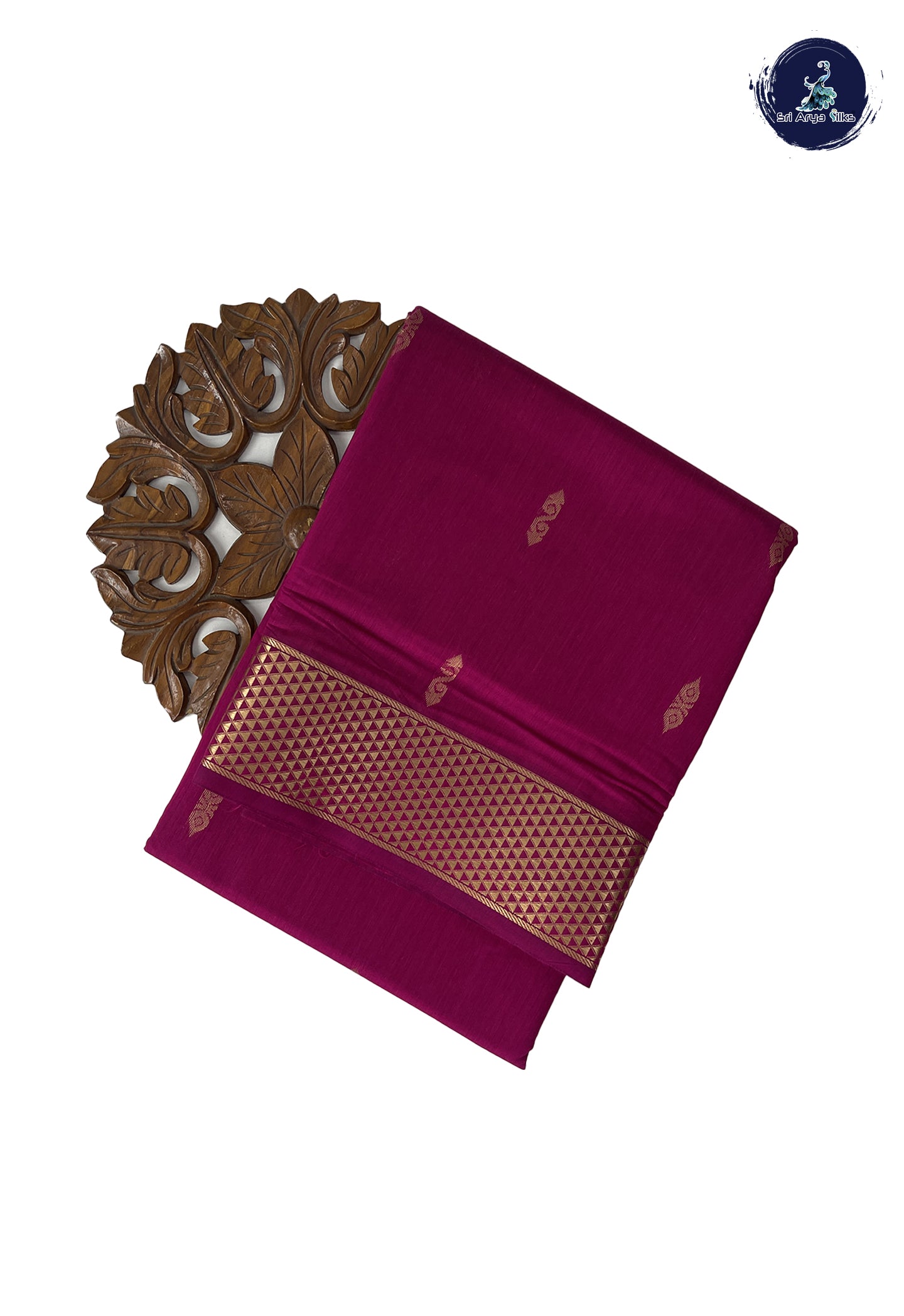 Magenta Madisar Semi Silk Cotton Saree With Zari Buttas Pattern
