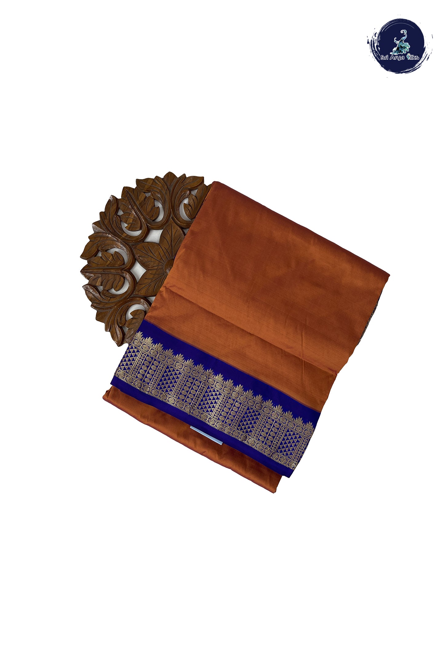 Brick Orange 10 Yards Semi Silk With Plain Pattern