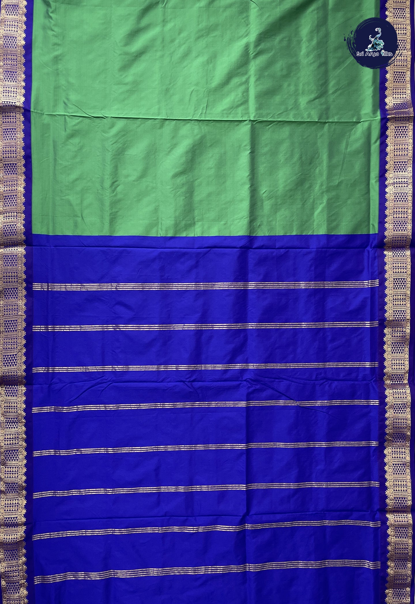 Green 10 Yards Semi Silk With Plain Pattern
