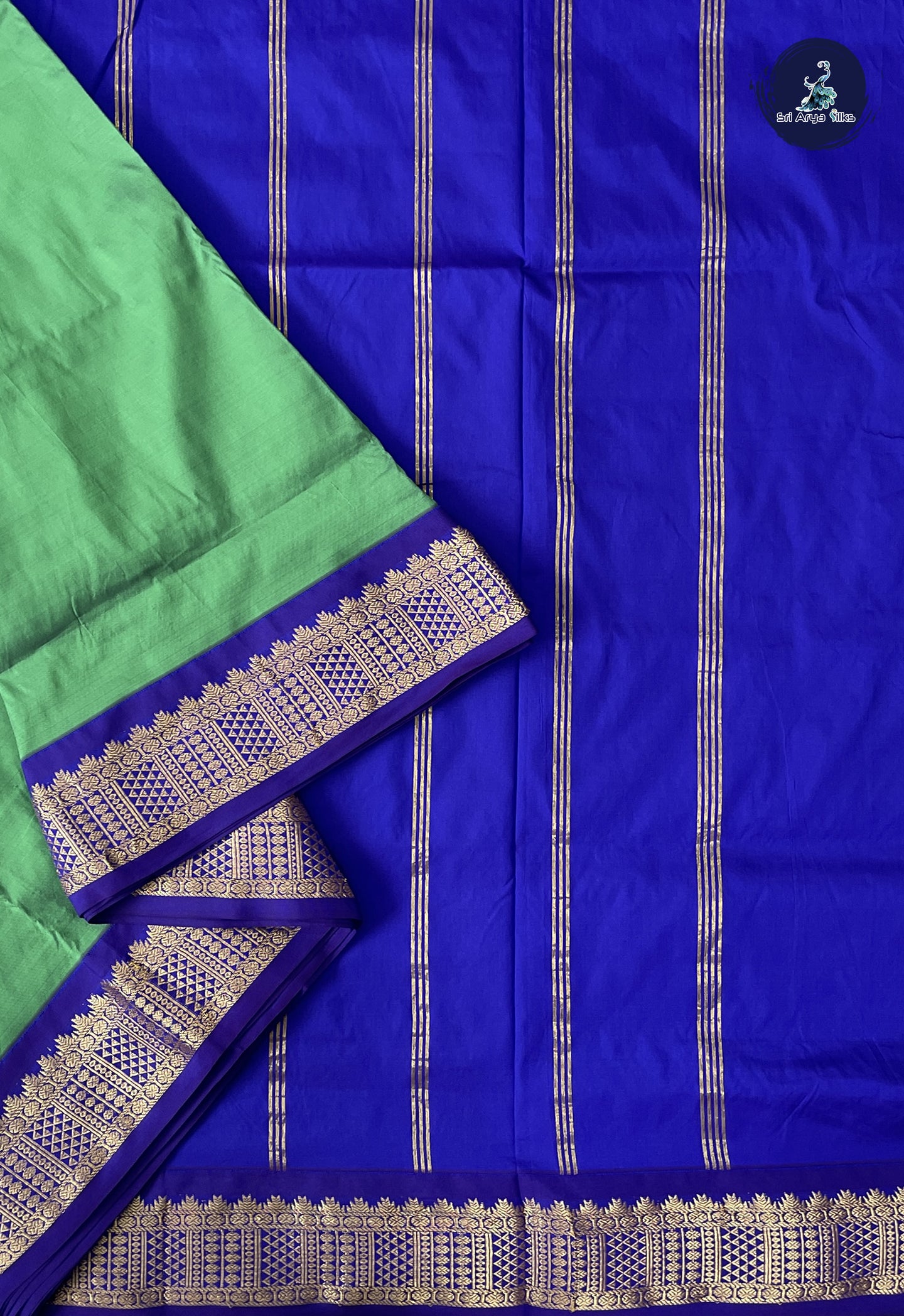 Green 10 Yards Semi Silk With Plain Pattern
