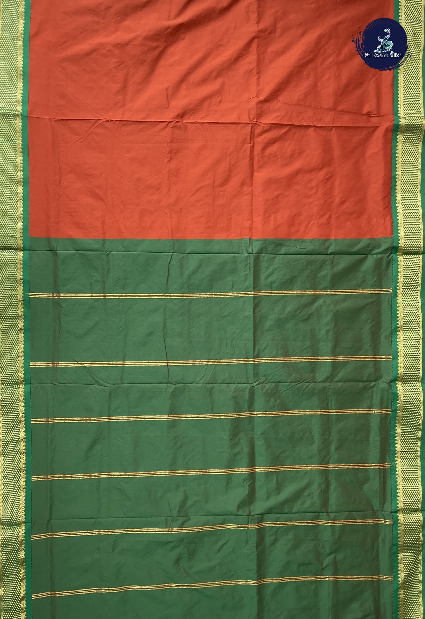 Rust 10 Yards Semi Silk With Plain Pattern