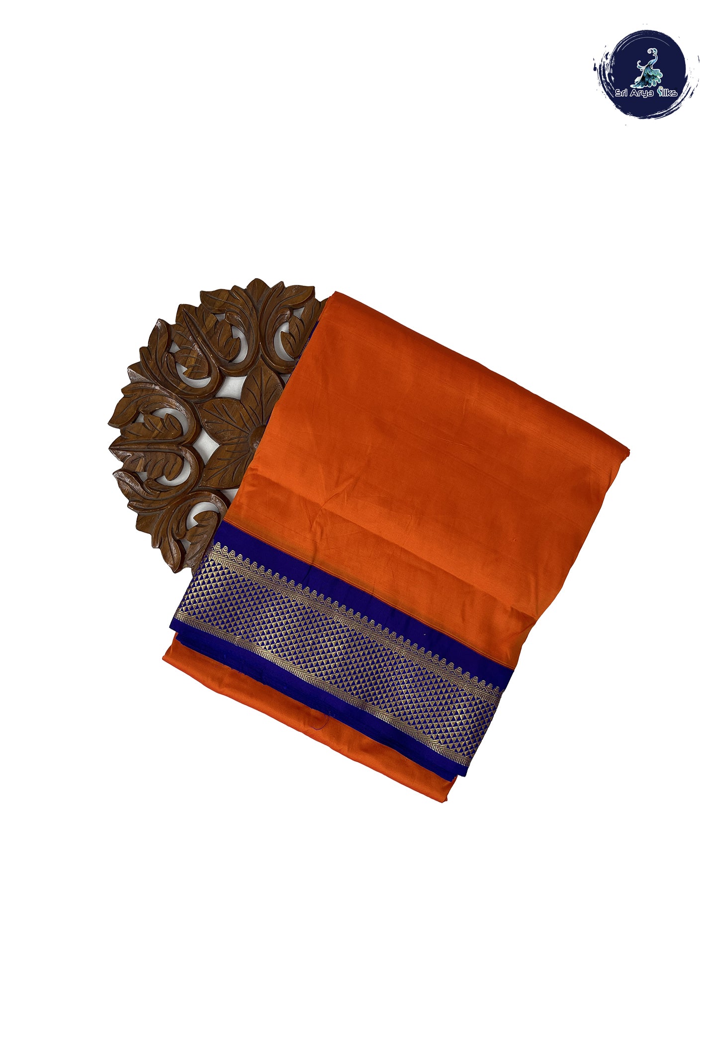 Orange 10 Yards Semi Silk With Plain Pattern