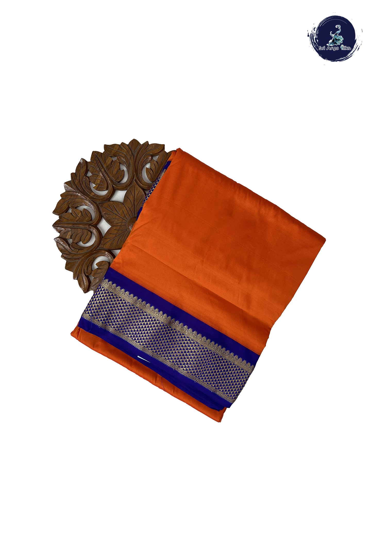 Orange 10 Yards Semi Silk With Plain Pattern