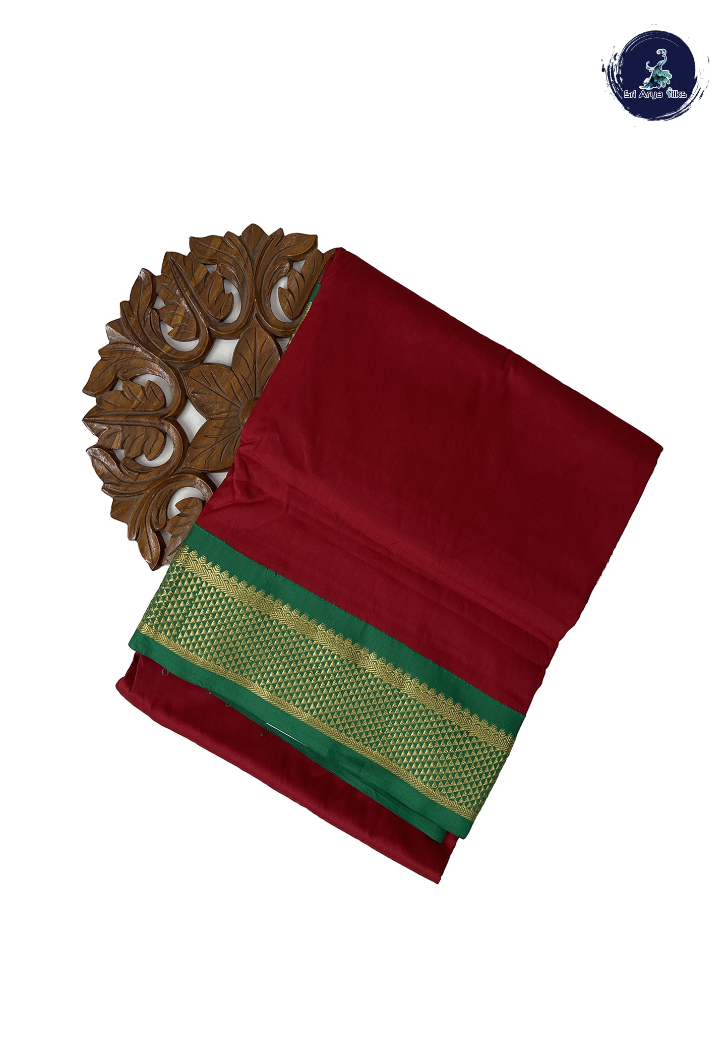 Maroon 10 Yards Semi Silk With Plain Pattern