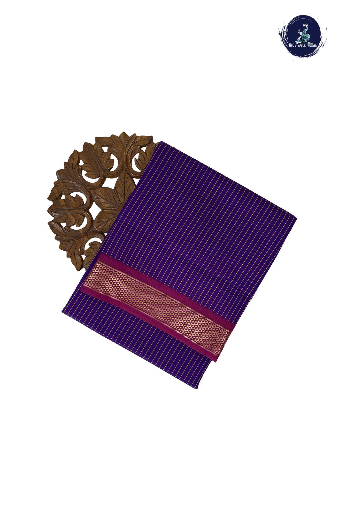 Violet Madisar Semi Silk Cotton Saree With Checked Pattern