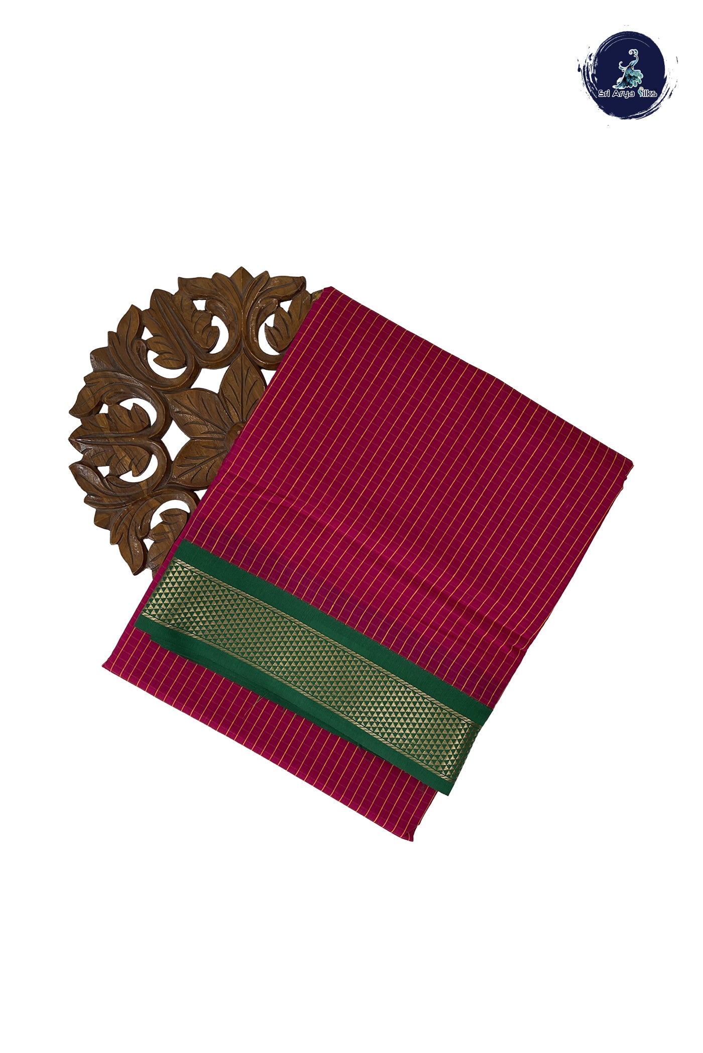Dark Pink Madisar Semi Silk Cotton Saree With Checked Pattern