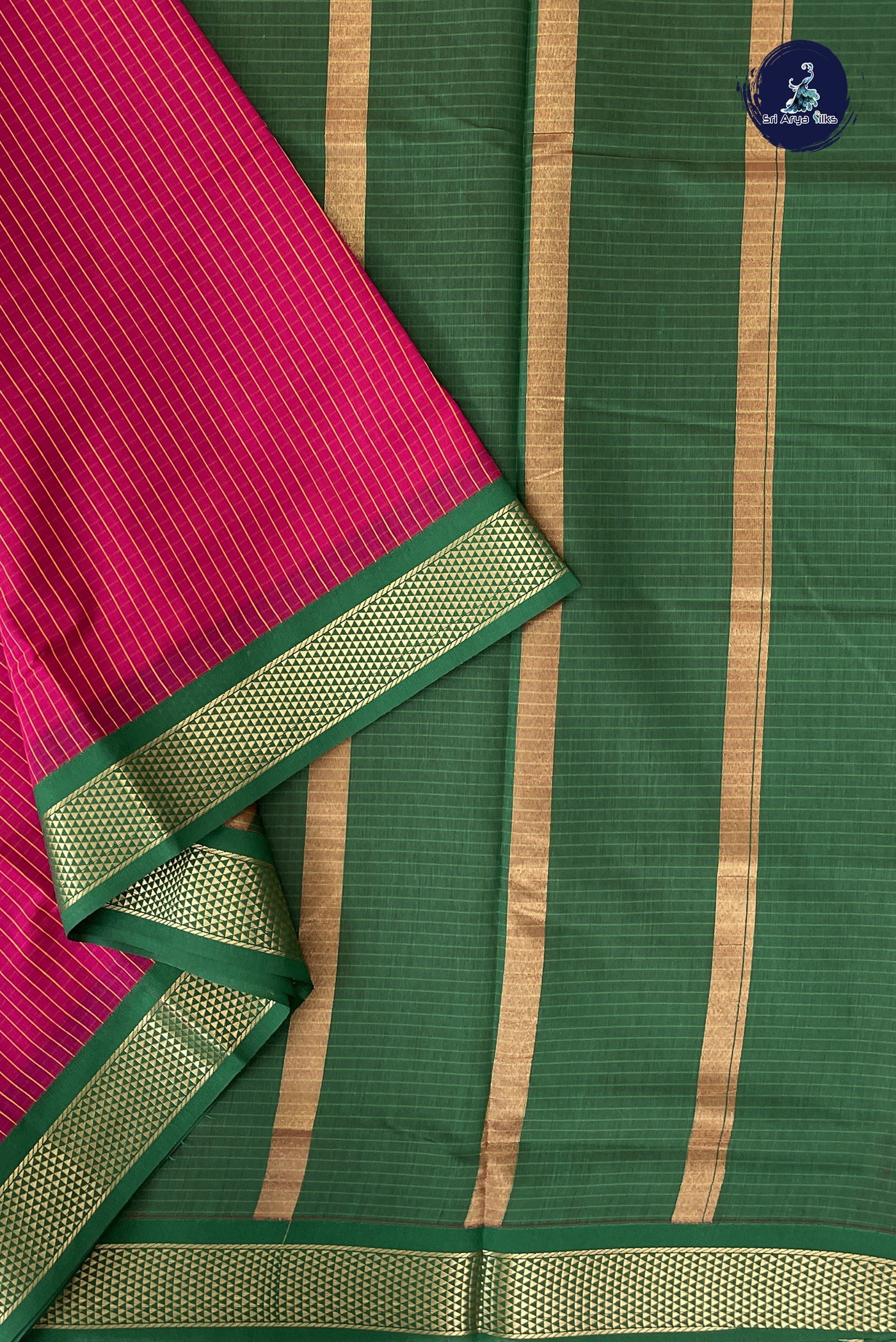 Dark Pink Madisar Semi Silk Cotton Saree With Checked Pattern