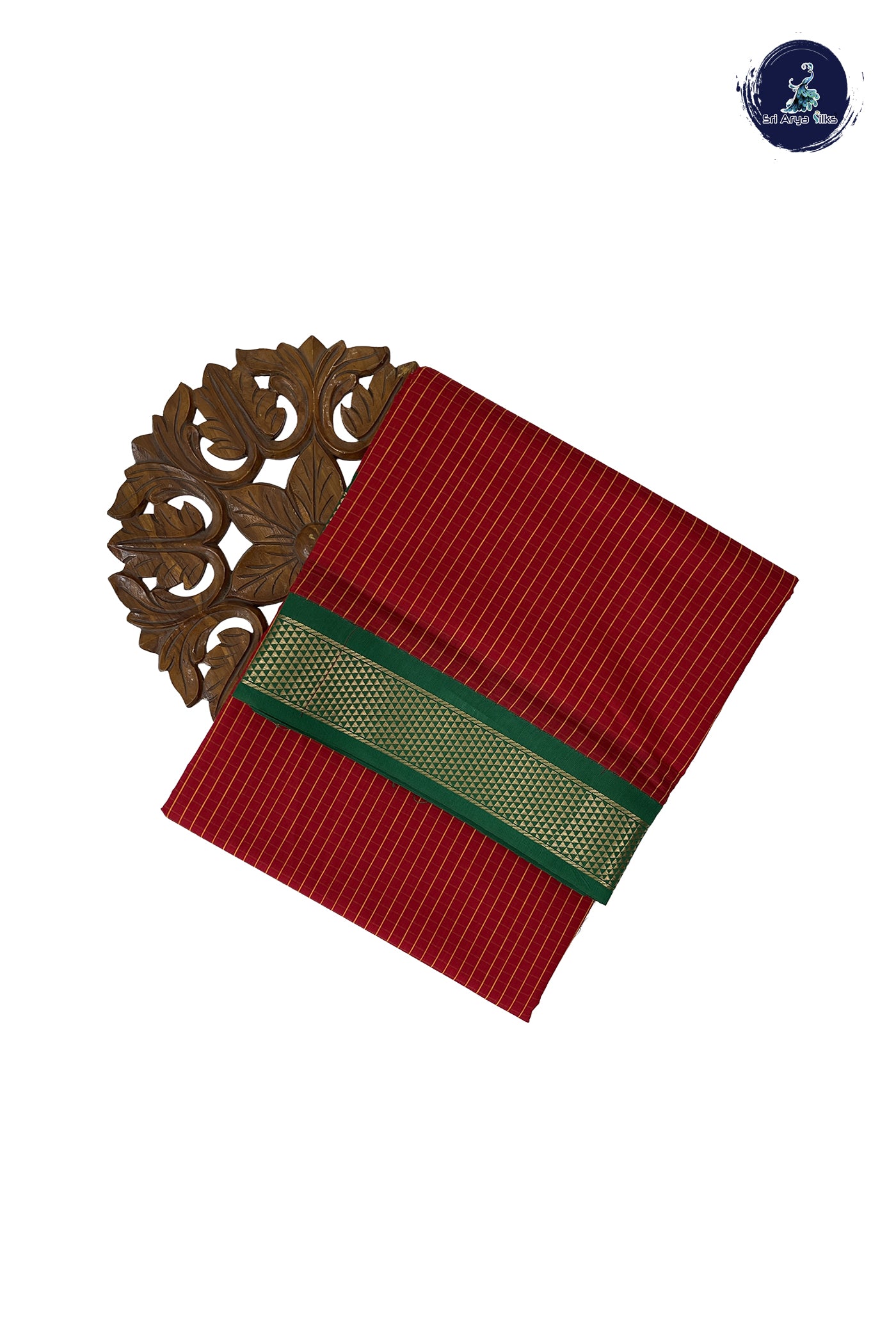 Red Madisar Semi Silk Cotton Saree With Checked Pattern