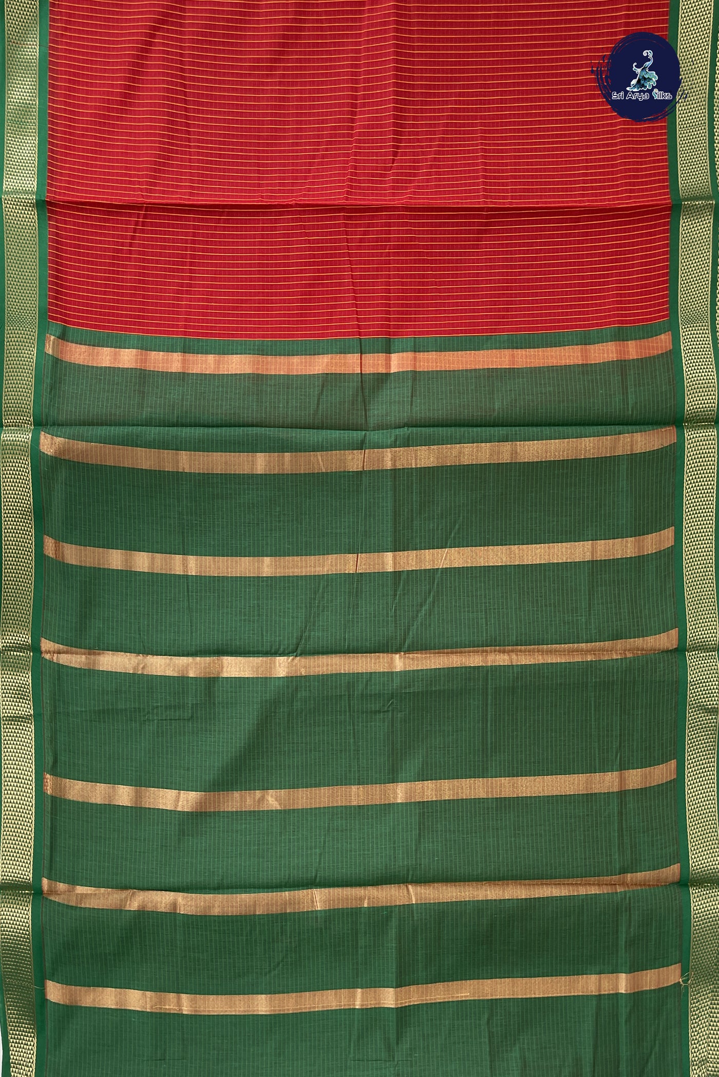 Red Madisar Semi Silk Cotton Saree With Checked Pattern
