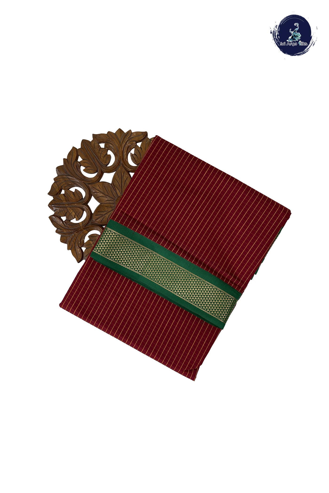 Maroon Madisar Semi Silk Cotton Saree With Checked Pattern