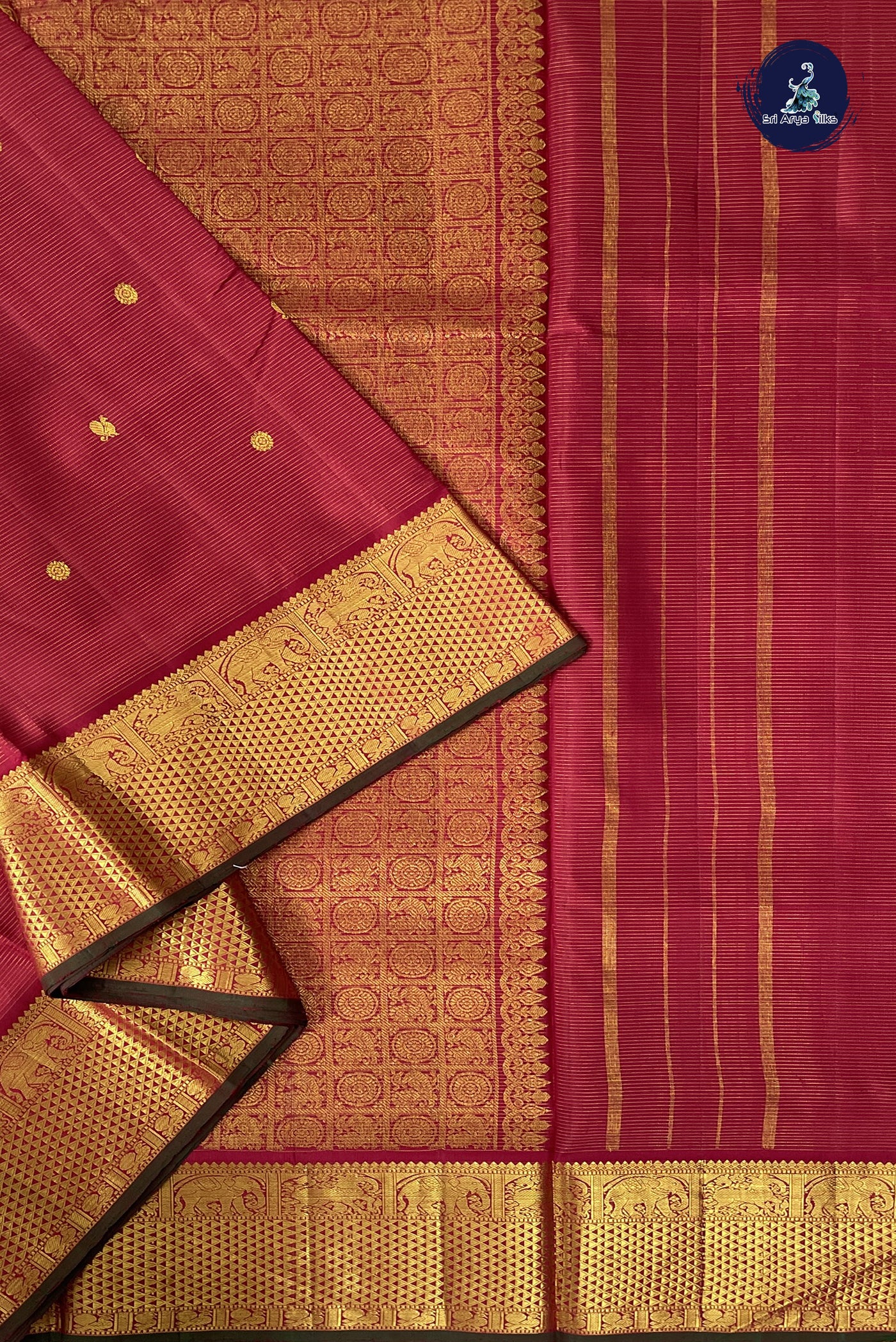 Arakku Madisar 10 Yards Silk Saree With Vaira Oosi Pattern