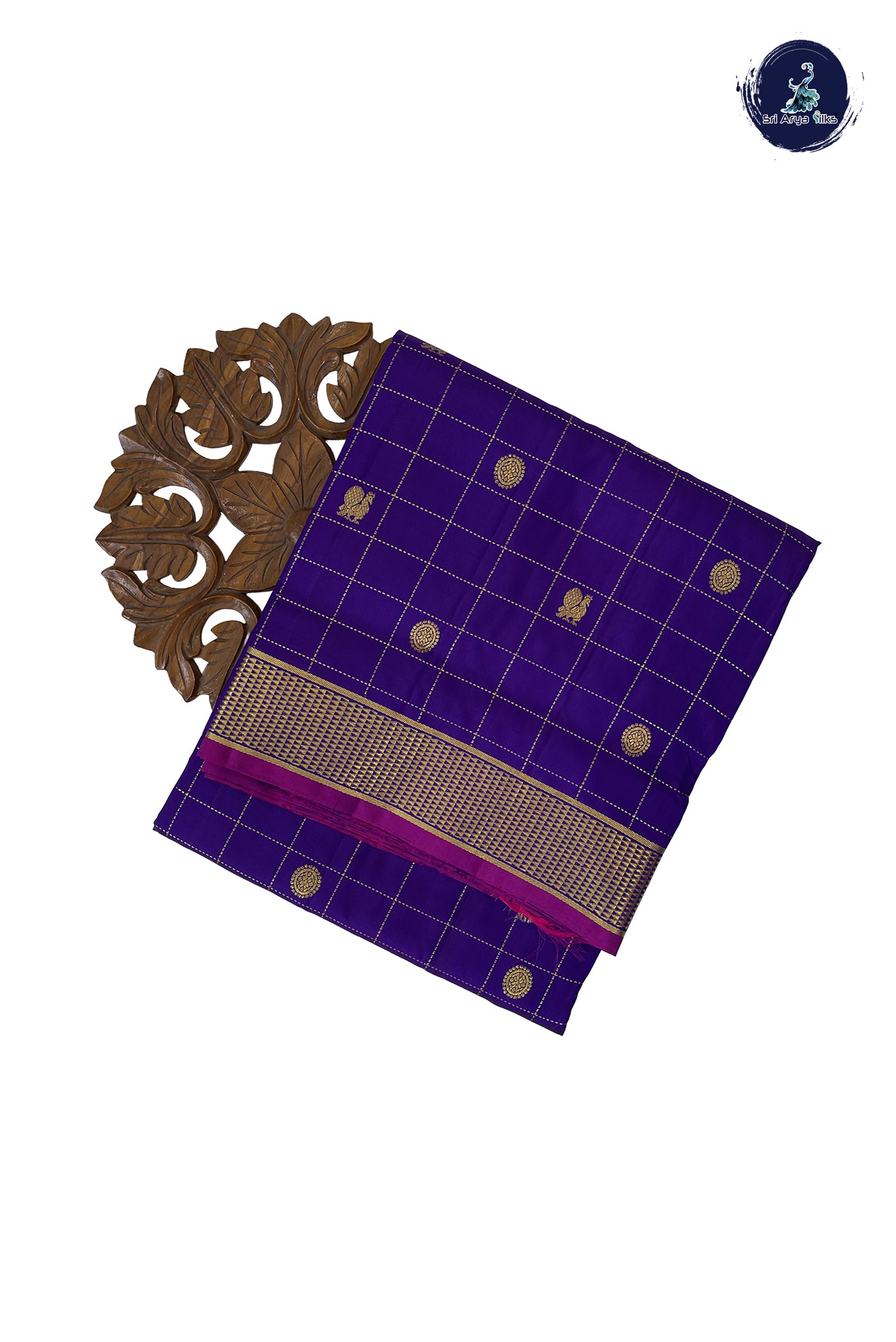 Dual Tone Violet Madisar 10 Yards Silk Saree With Zari Checked Pattern
