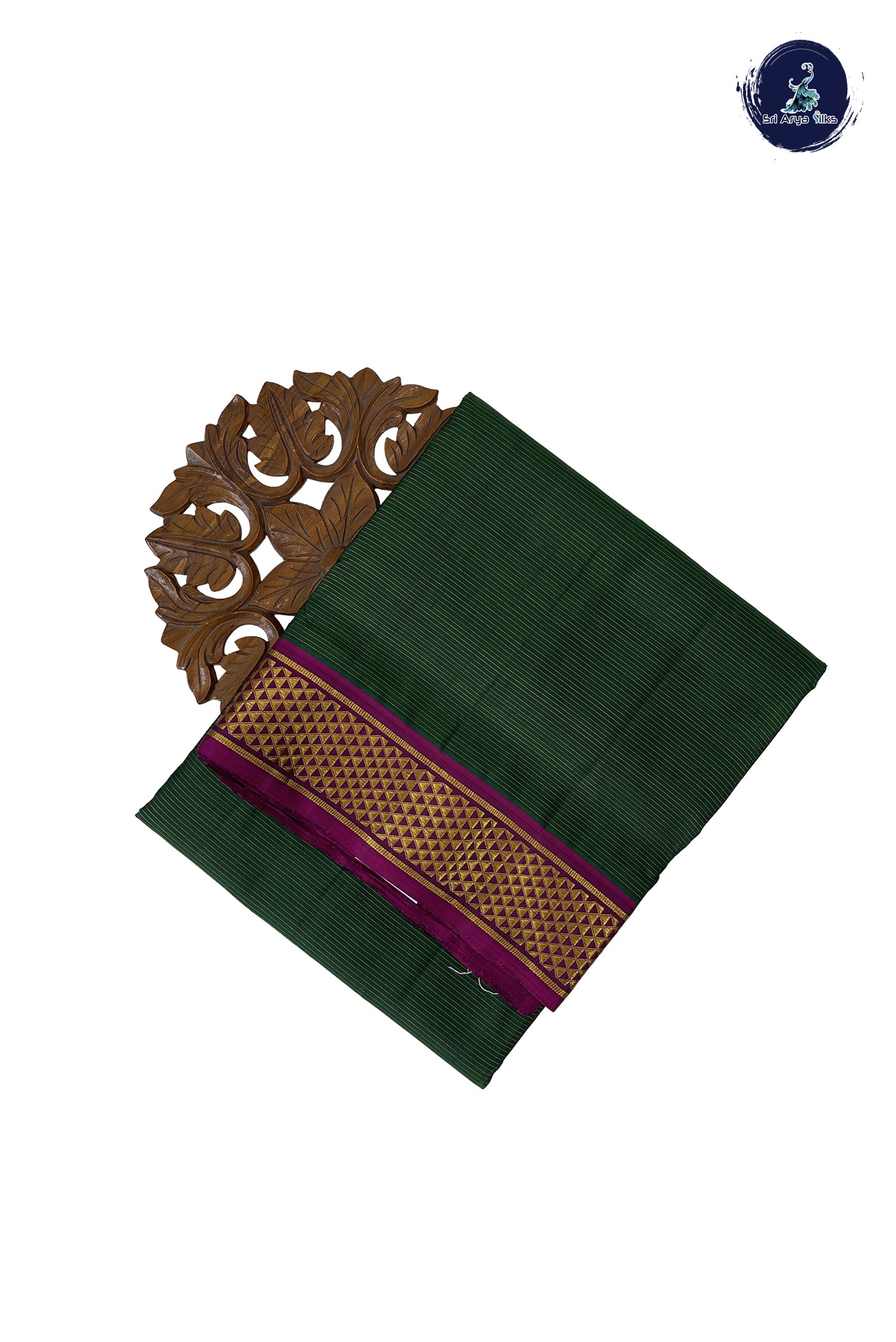 Bottle Green Madisar 10 Yards Silk Saree With Vaira Oosi Pattern