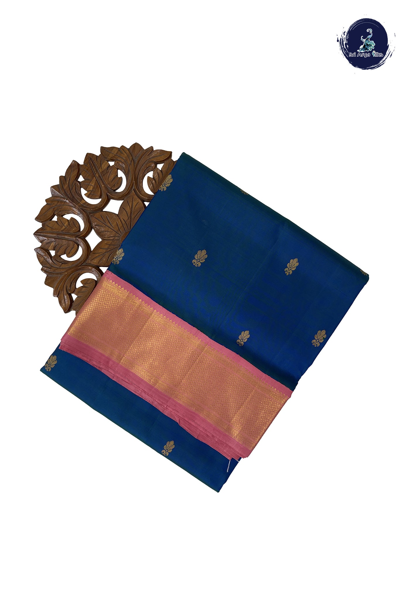 Peacock Blue Madisar 10 Yards Silk Saree With Zari Buttas Pattern