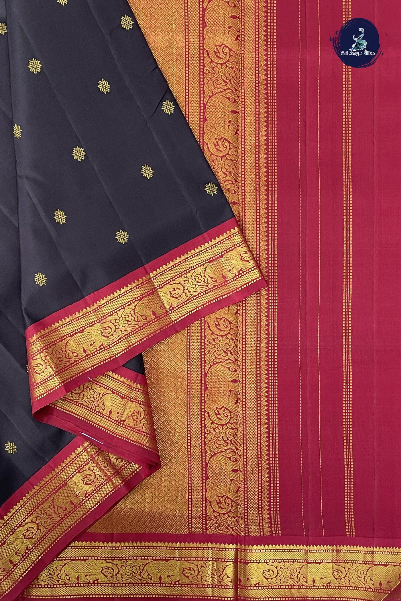 Coffee Brown Madisar 10 Yards Silk Saree With Zari Buttas Pattern