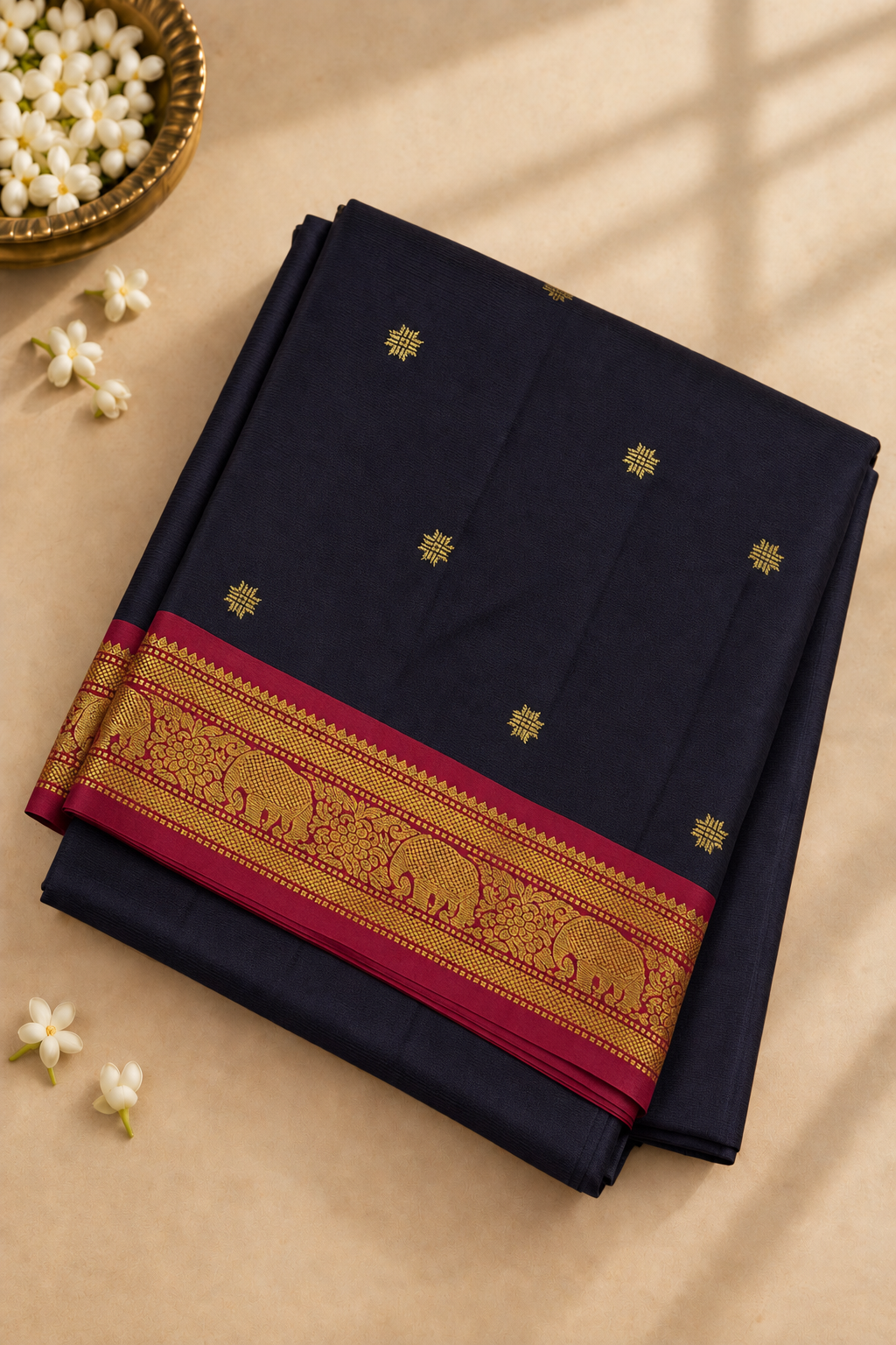Coffee Brown Madisar 10 Yards Silk Saree With Zari Buttas Pattern