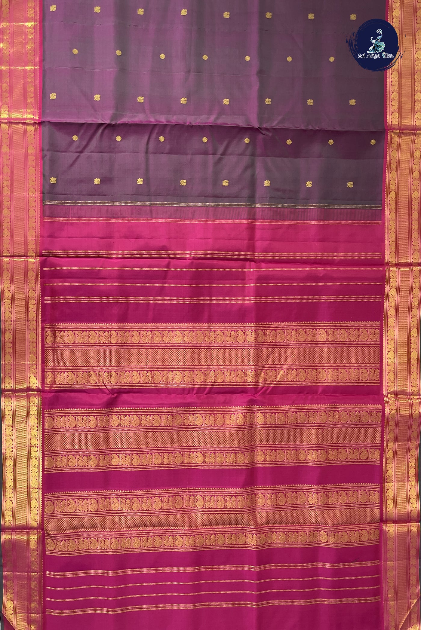 Dual Tone Pink Madisar 10 Yards Silk Saree With Zari Buttas Pattern