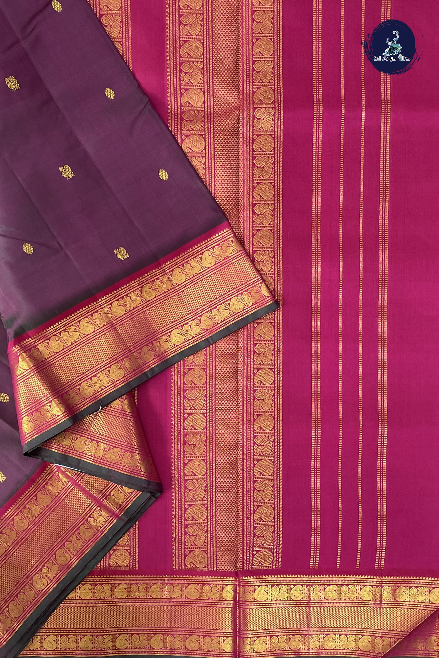 Dual Tone Pink Madisar 10 Yards Silk Saree With Zari Buttas Pattern