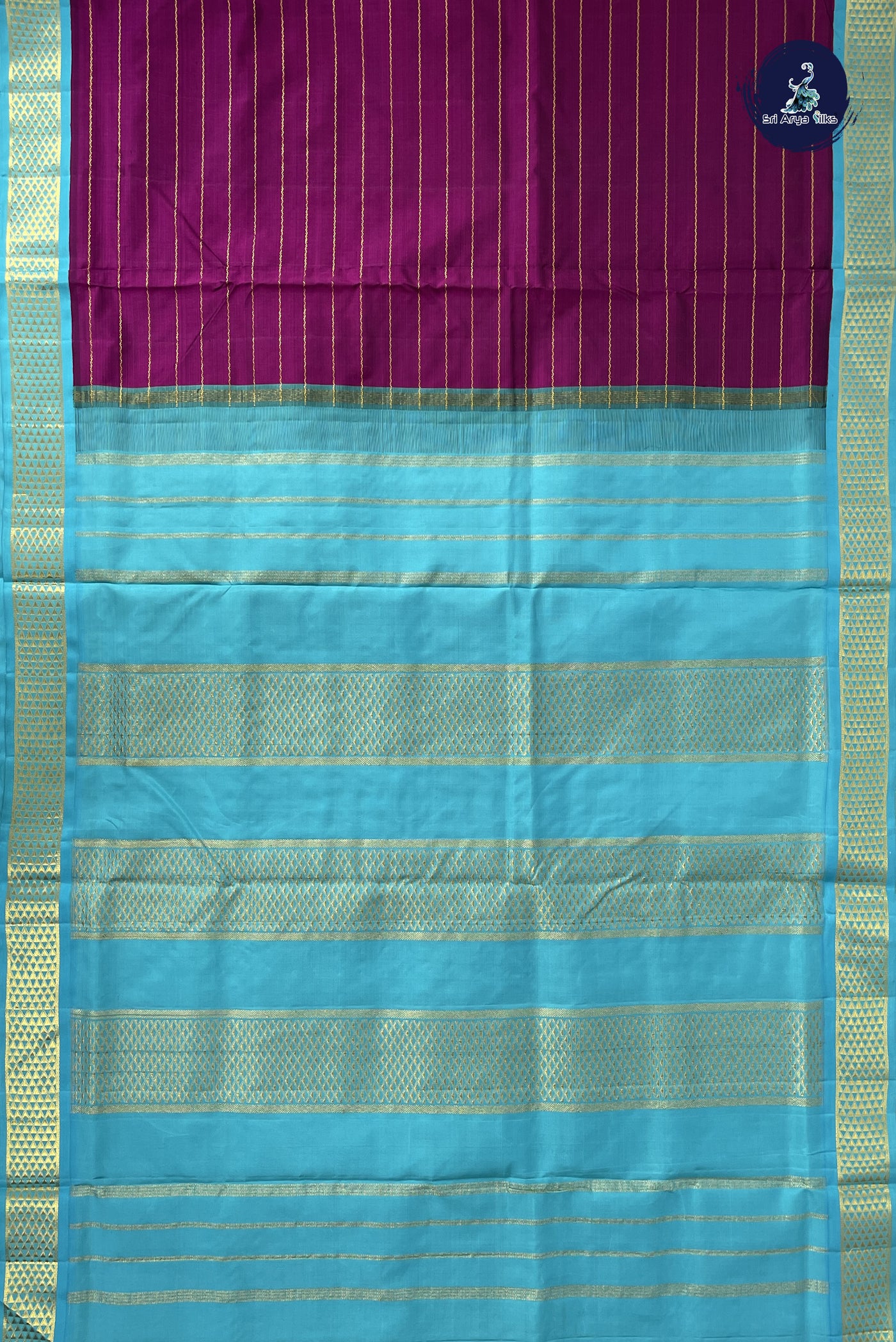 BeetRoot Shade Madisar 10 Yards Silk Saree With Veldhari Stripes Pattern