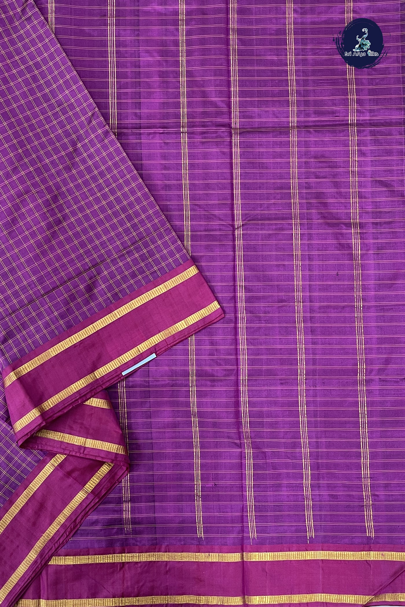 BeetRoot Shade Madisar 10 Yards Silk Saree With Checked Pattern