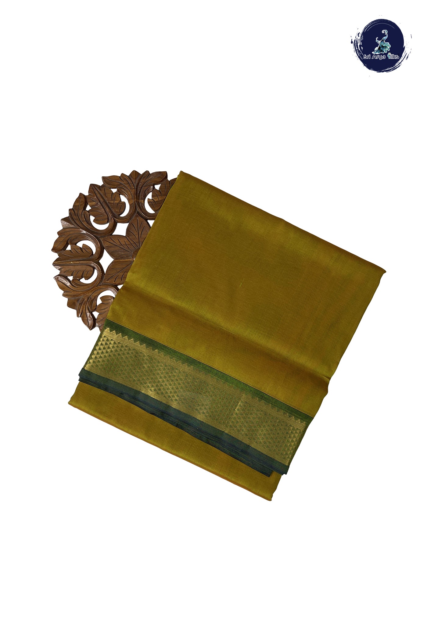 Golden Mustard 10 Yards Silk Cotton Saree With Plain Pattern