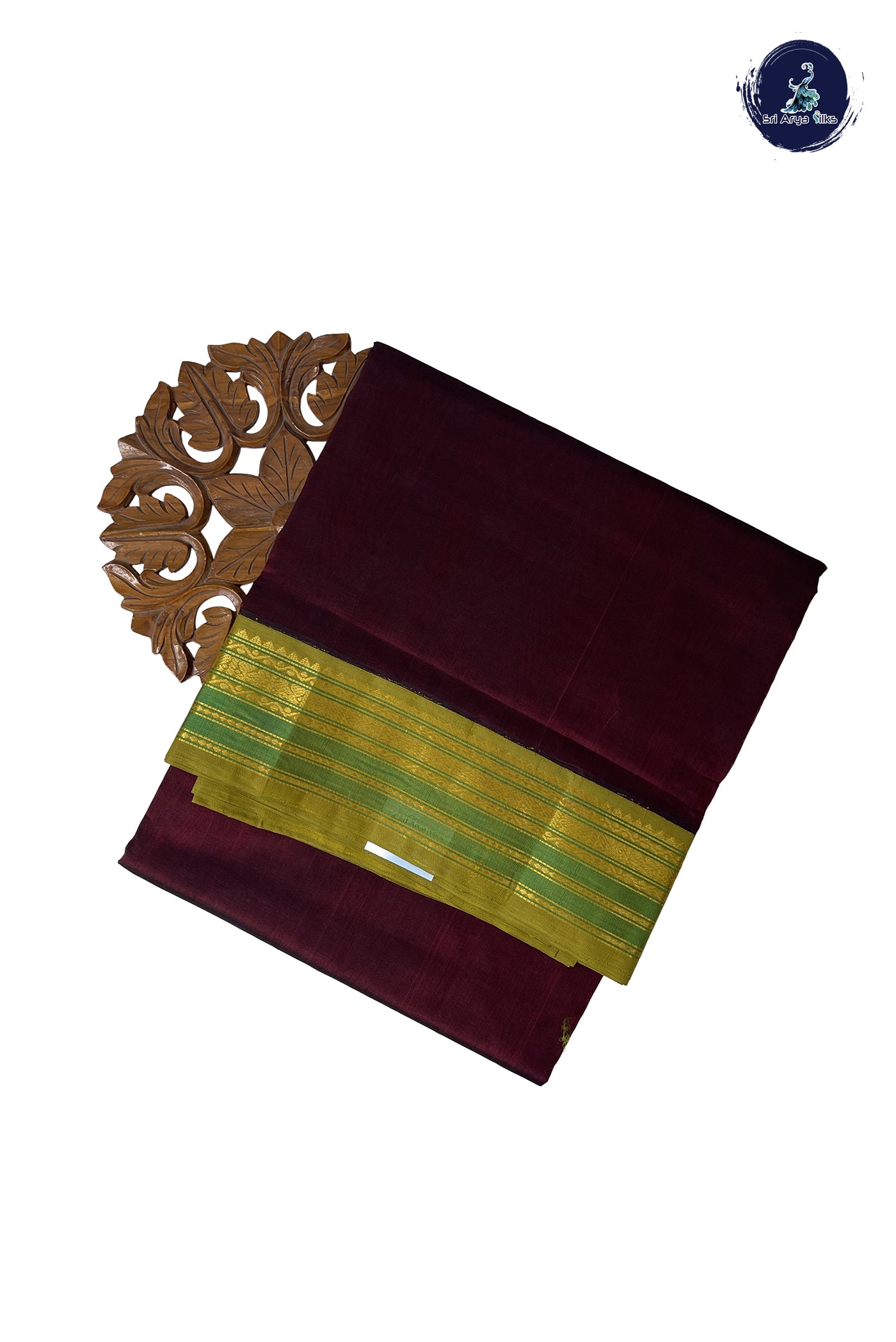 Dual Tone Maroon 10 Yards Silk Cotton Saree With Plain Pattern