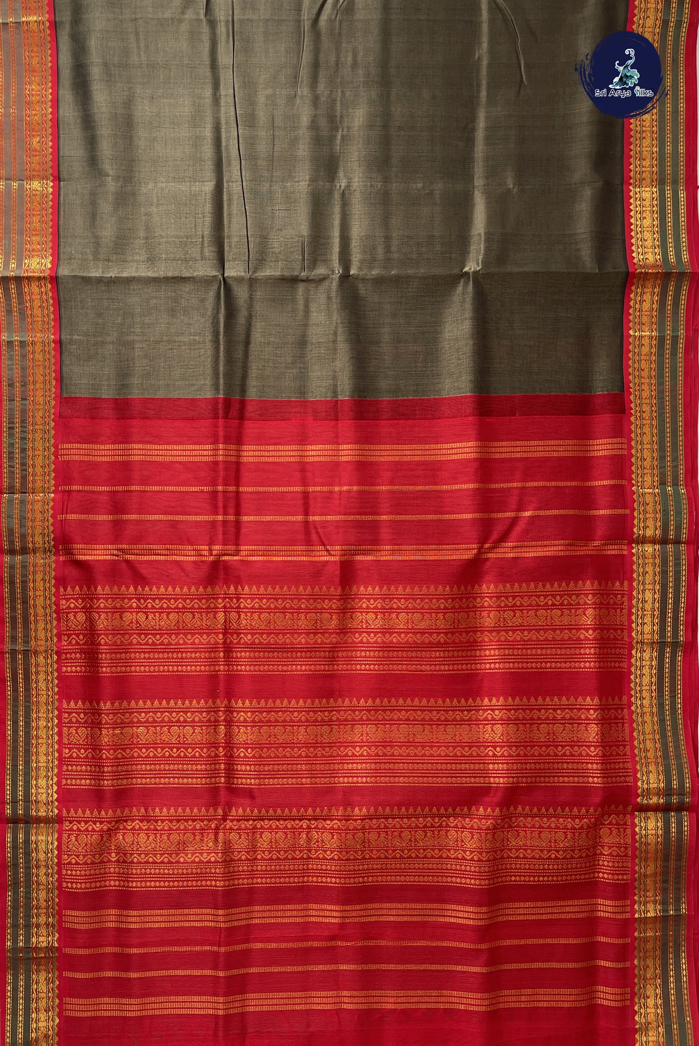 Dual Tone Brown 10 Yards Silk Cotton Saree With Plain Pattern