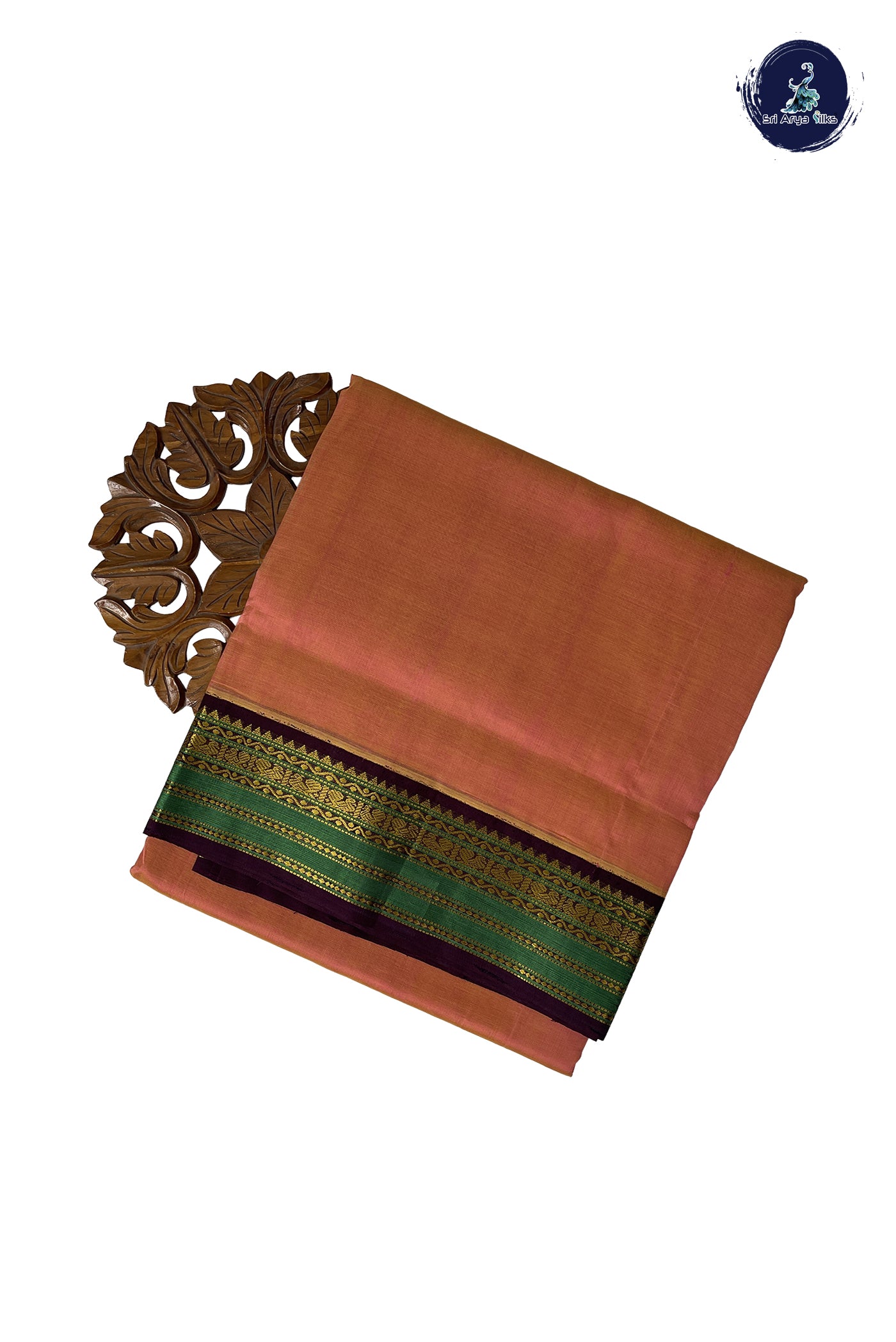 Dual Tone Pink 10 Yards Silk Cotton Saree With Plain Pattern