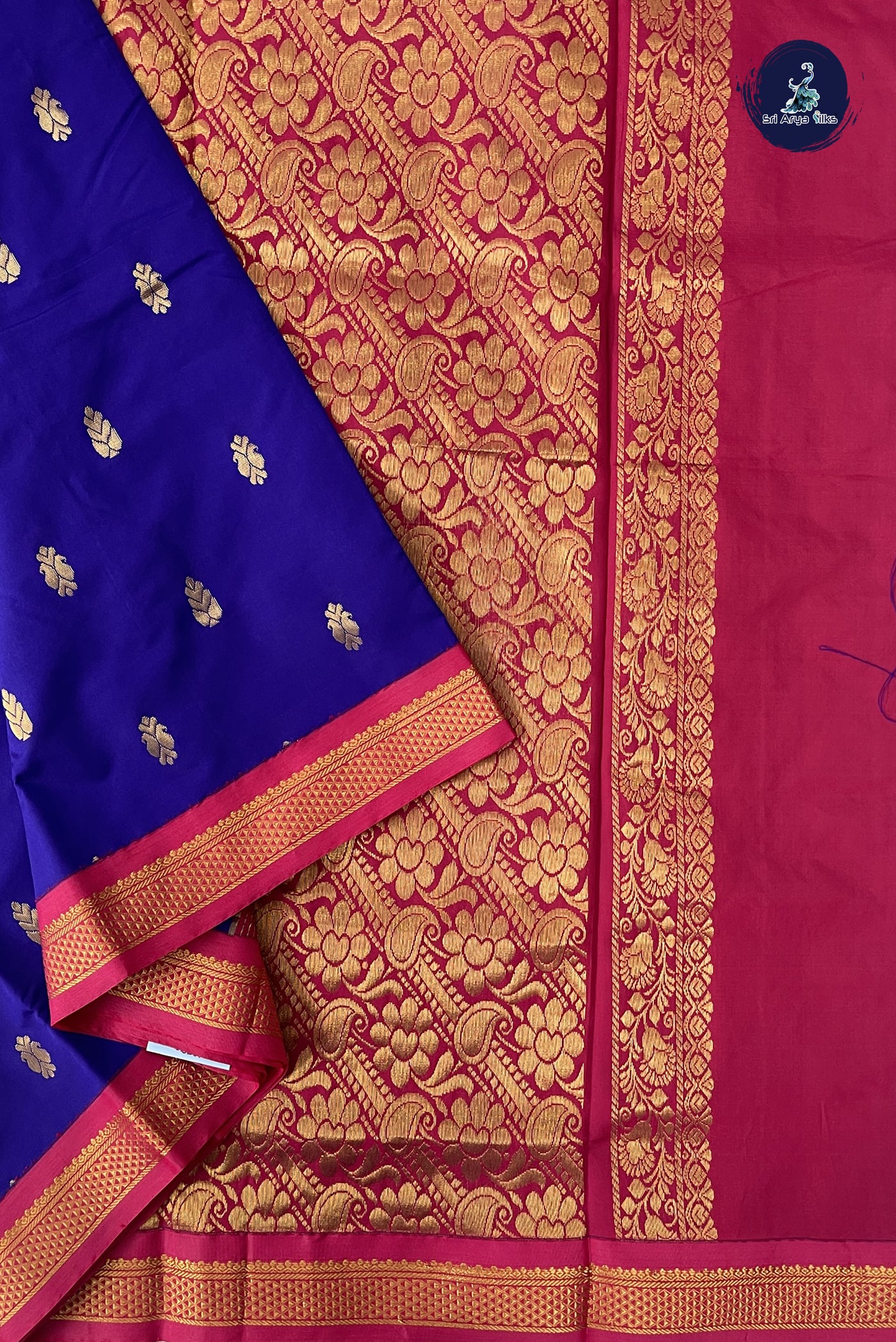 Violet Madisar Semi Silk Saree With Zari Buttas Pattern