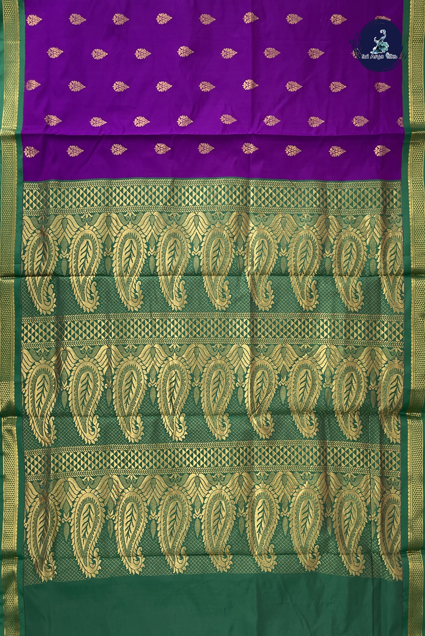 Purple Madisar Semi Silk Saree With Zari Buttas Pattern