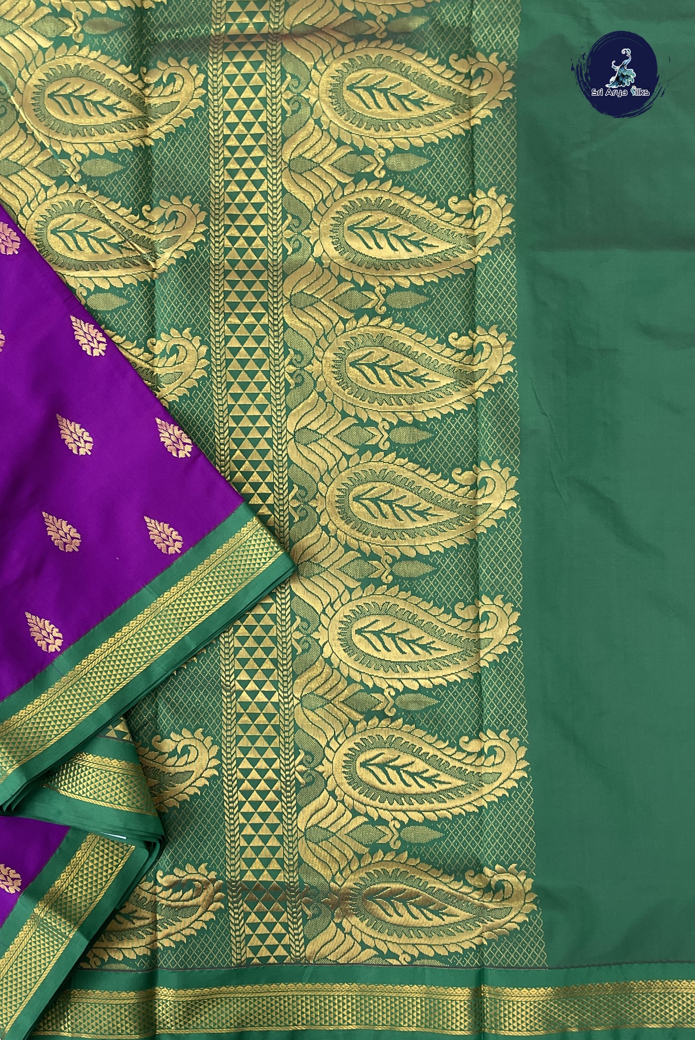 Purple Madisar Semi Silk Saree With Zari Buttas Pattern