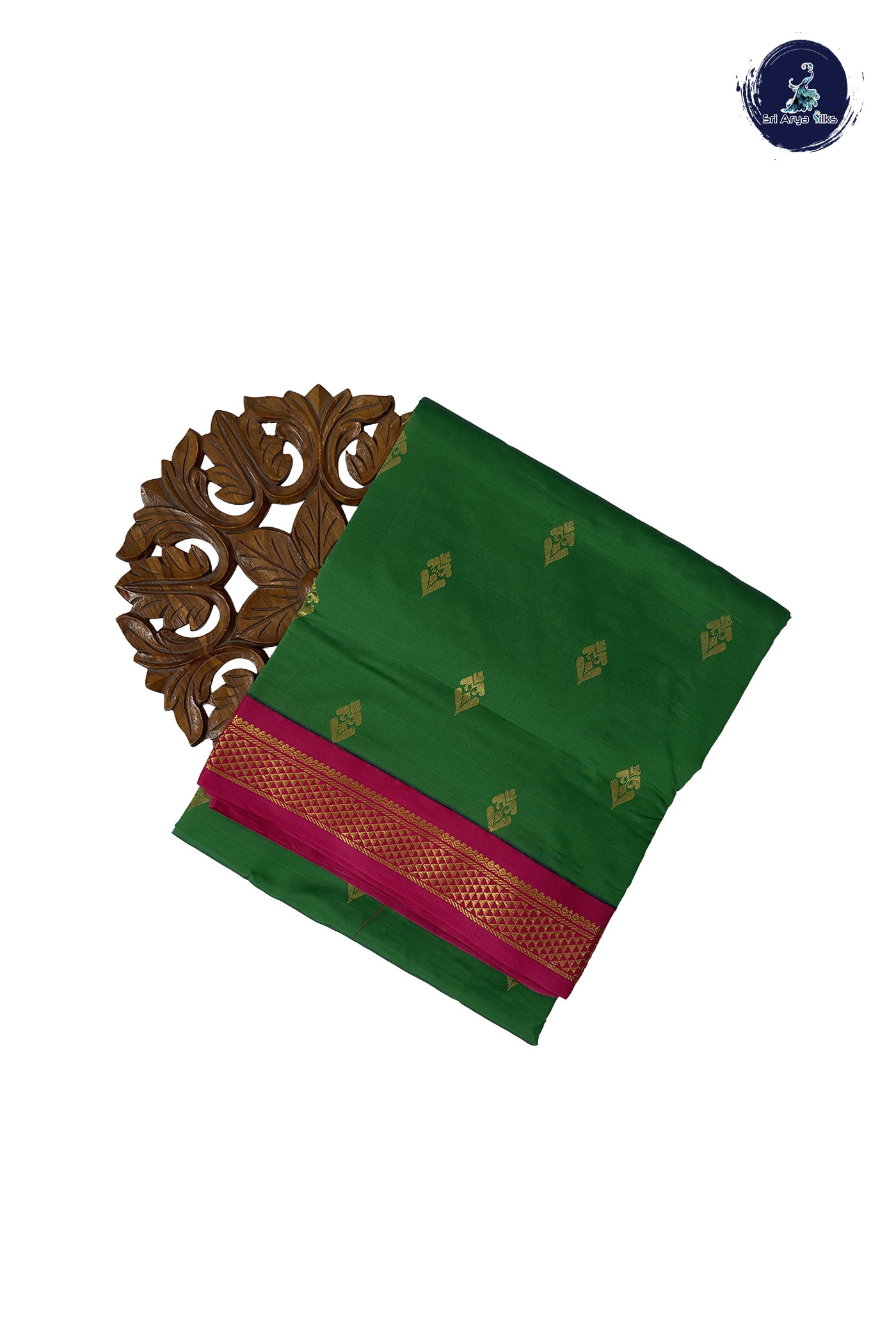 Parrot Green Madisar Semi Silk Saree With Zari Buttas Pattern