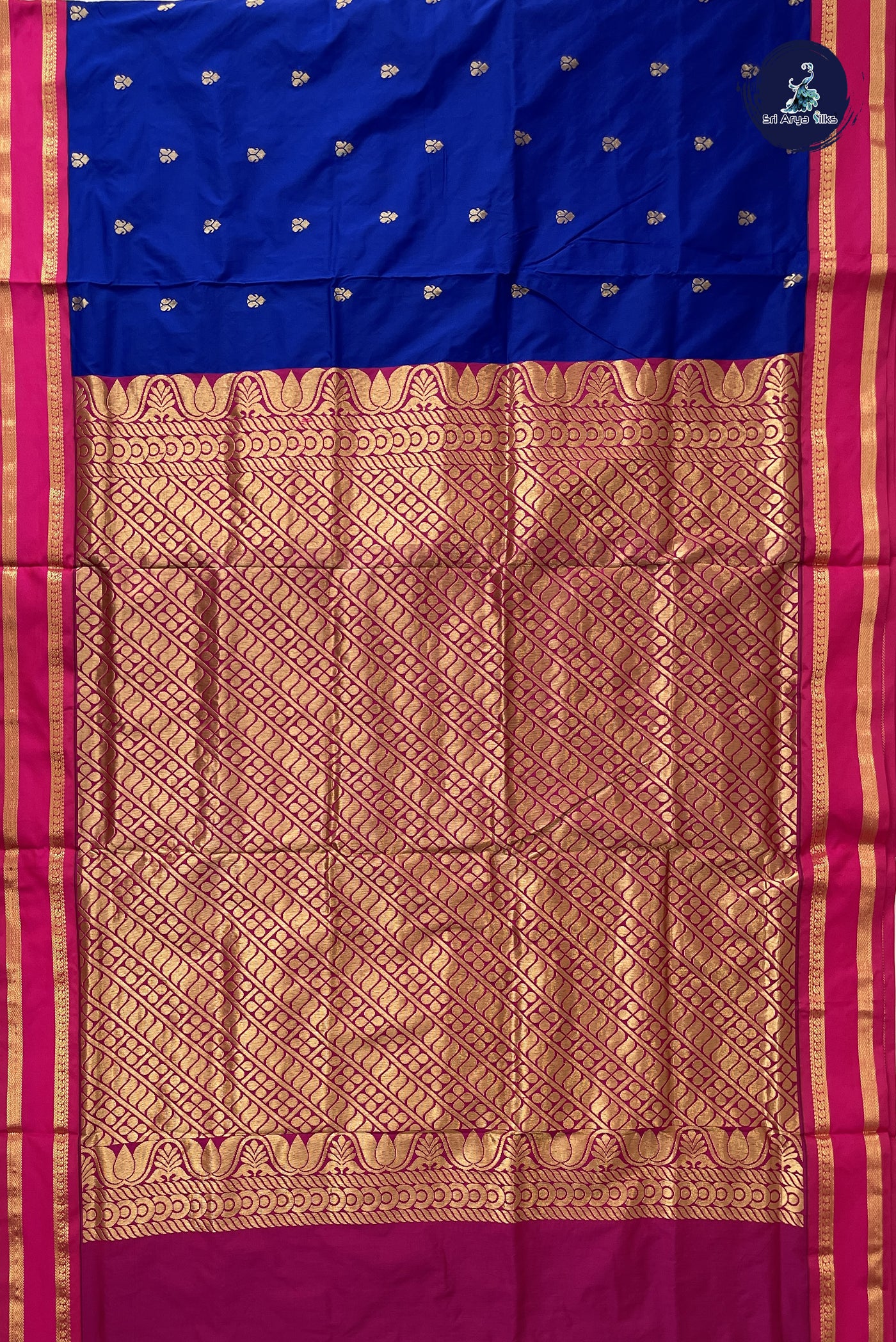 Blue Madisar Semi Silk Saree With Zari Buttas Pattern