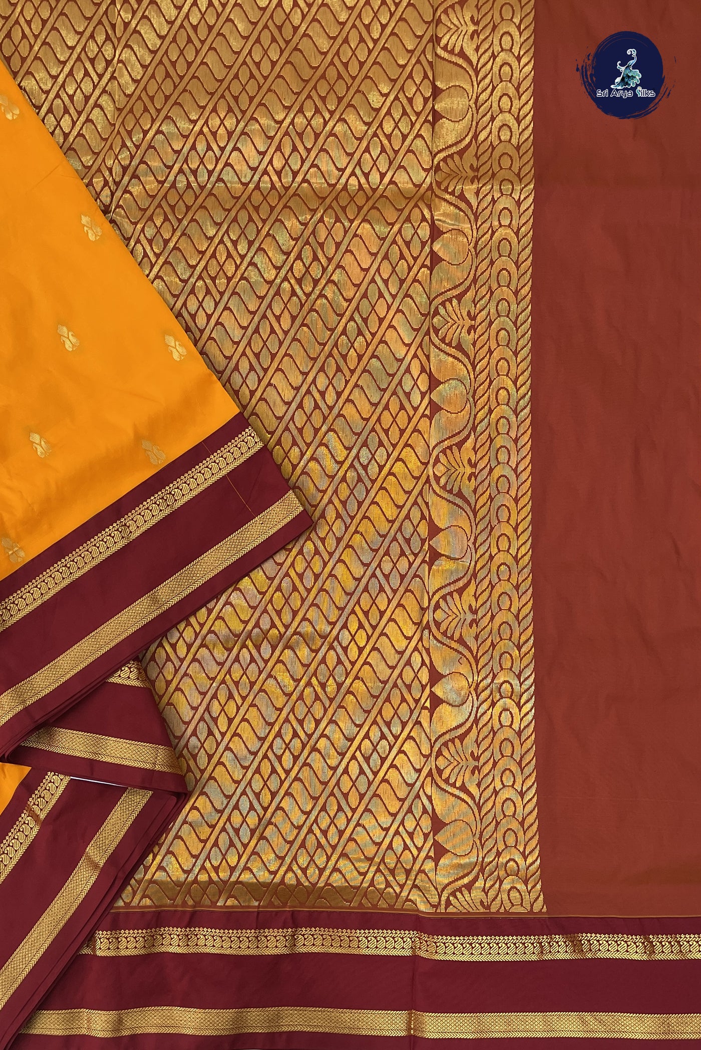Mango Yellow Madisar Semi Silk Saree With Zari Buttas Pattern