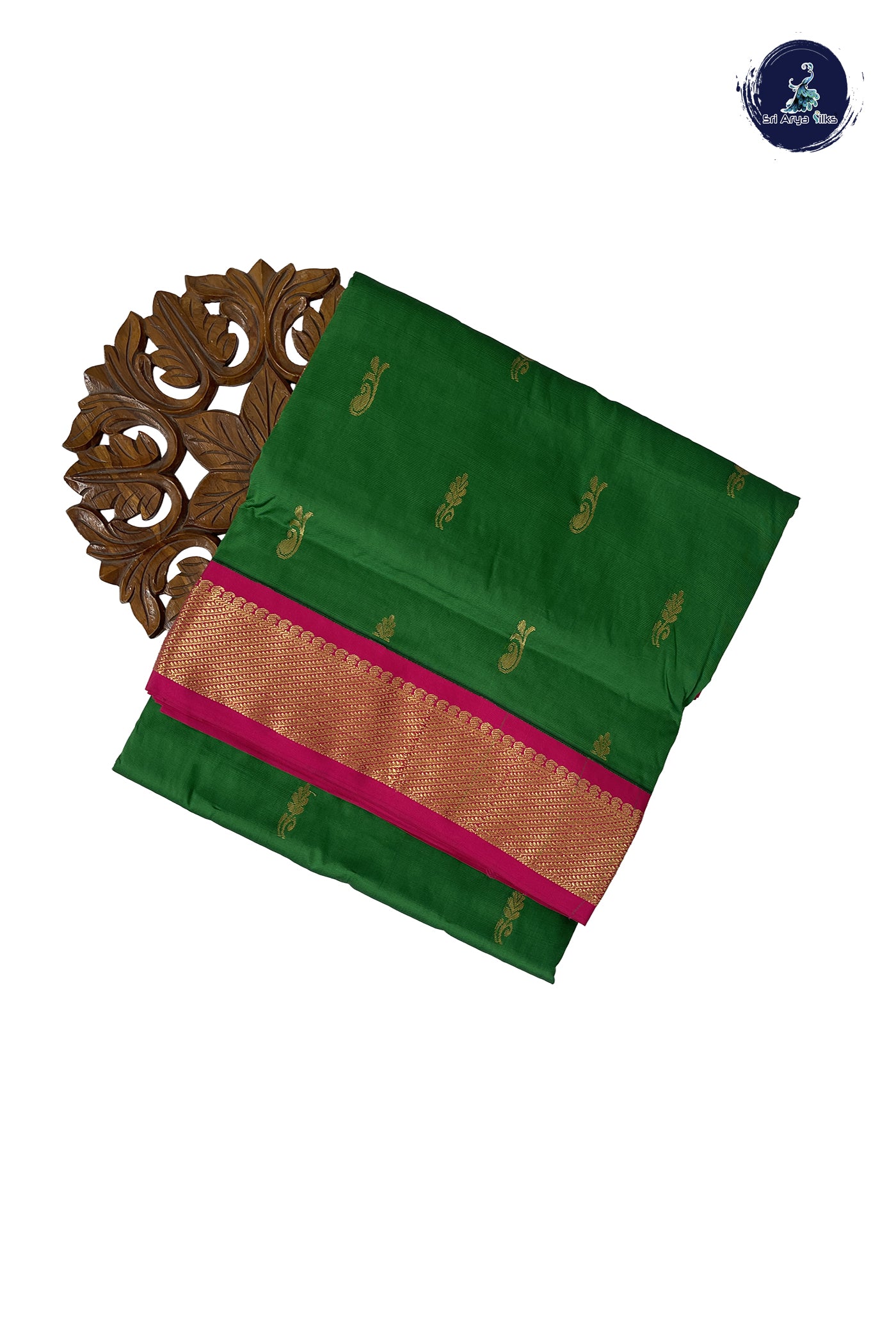 Green 10.5 Yards Madisar Saree With Zari Buttas Pattern
