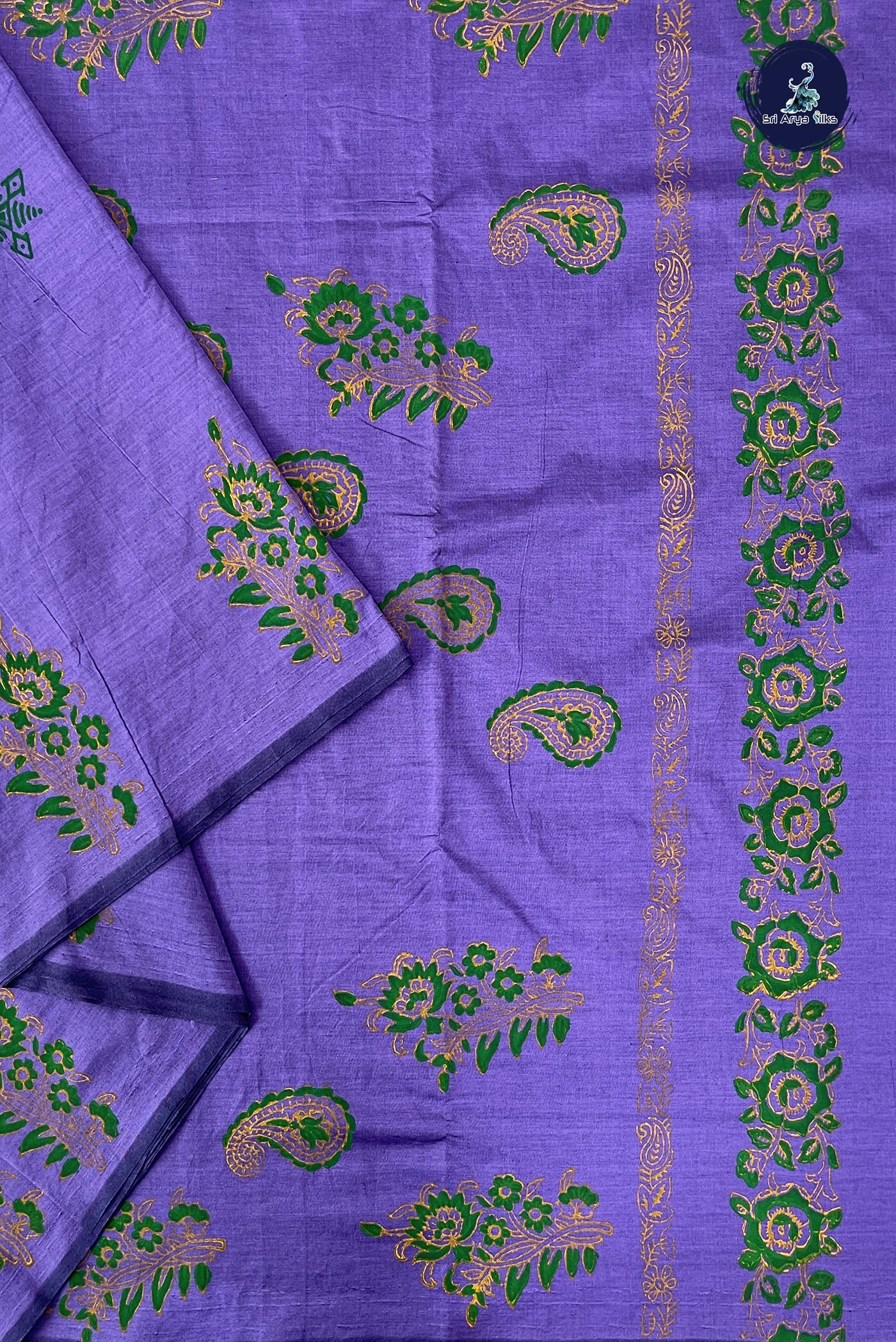 Lavender Madisar Semi Silk Cotton Saree With Printed Pattern