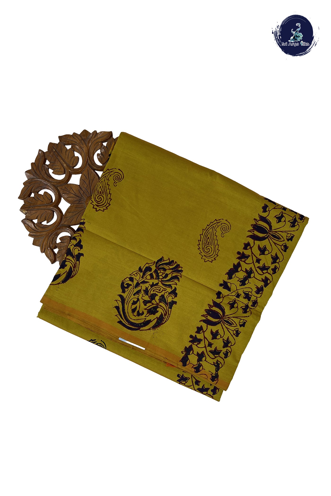 Lime Green Madisar Semi Silk Cotton Saree With Printed Pattern