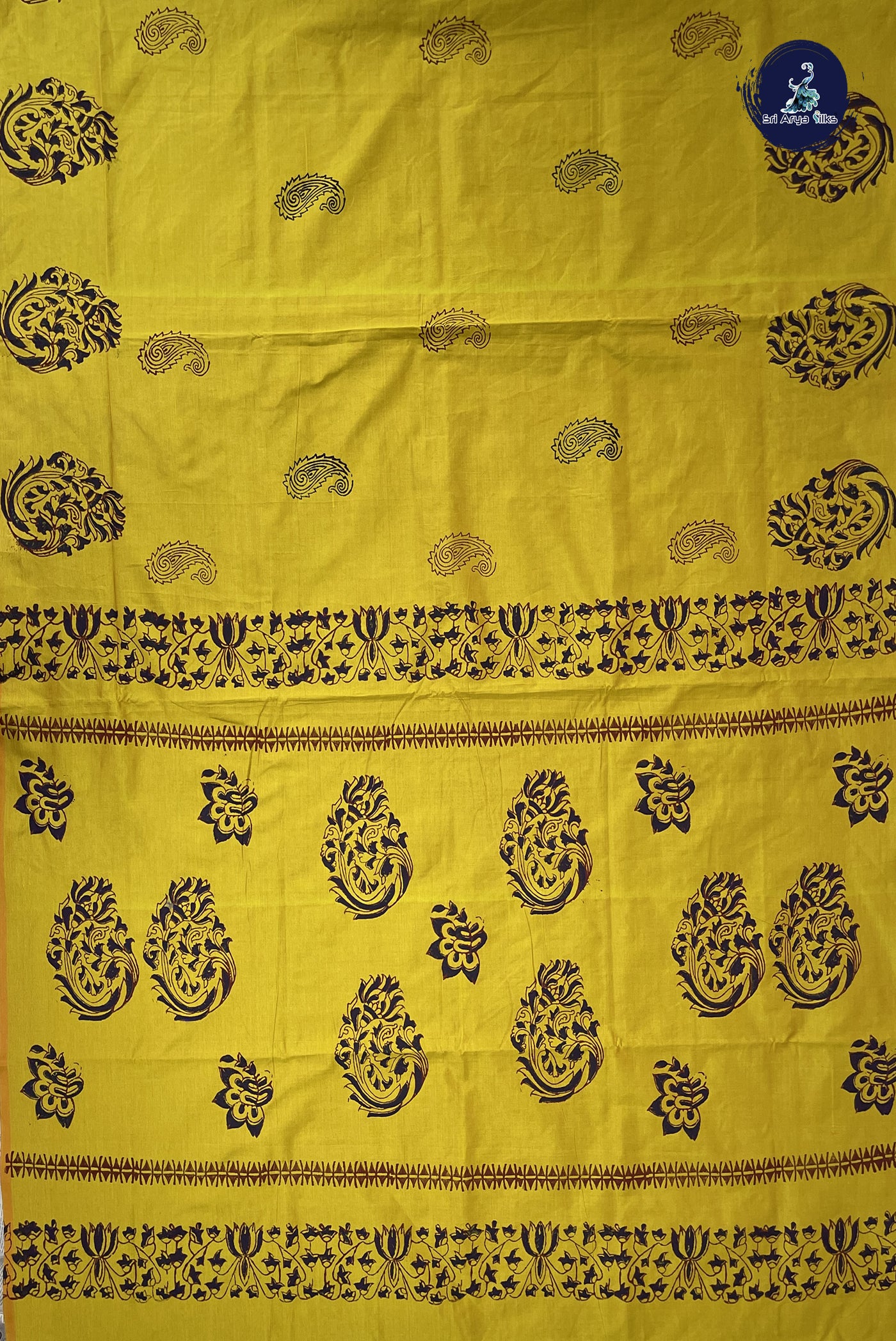 Lime Green Madisar Semi Silk Cotton Saree With Printed Pattern