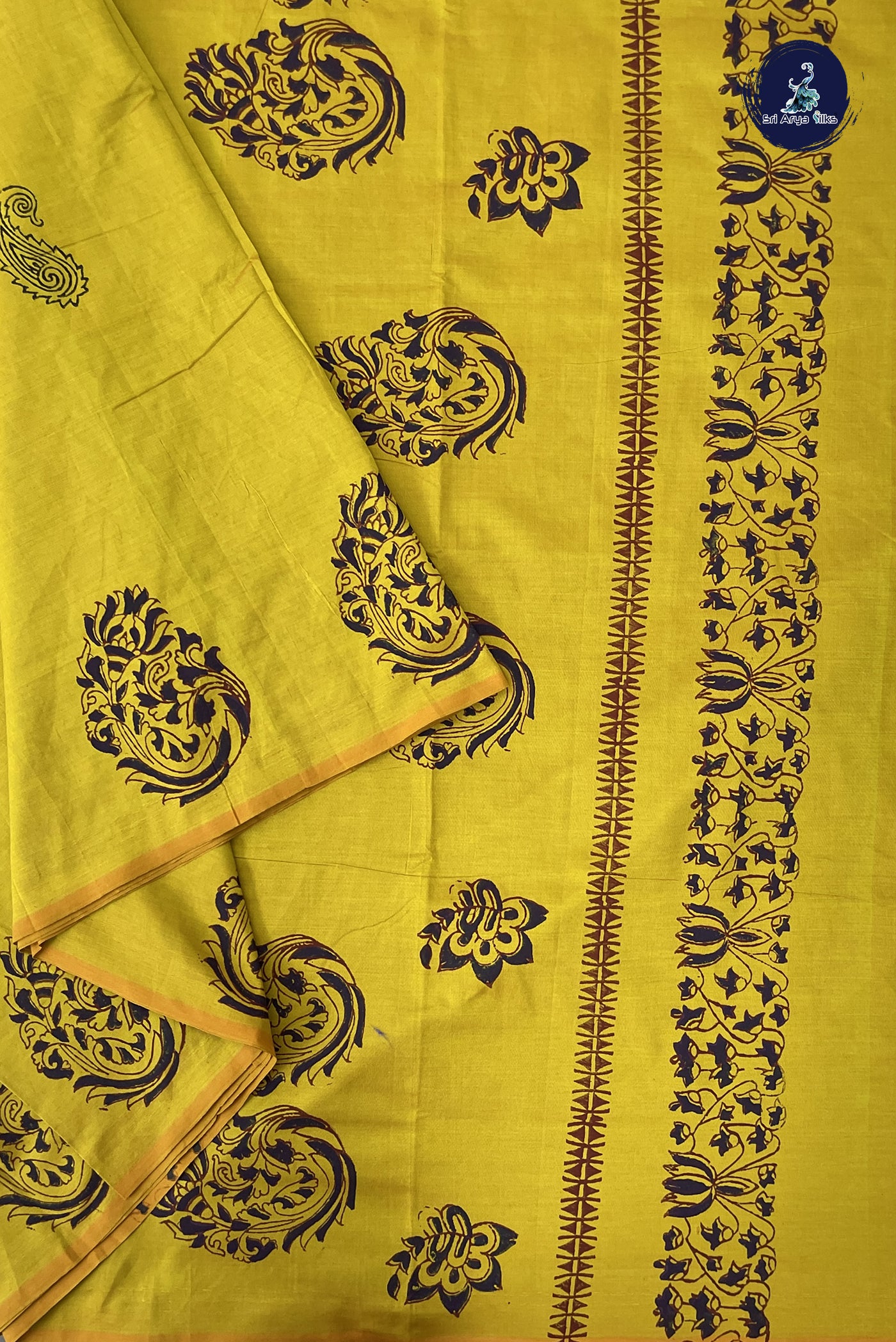 Lime Green Madisar Semi Silk Cotton Saree With Printed Pattern