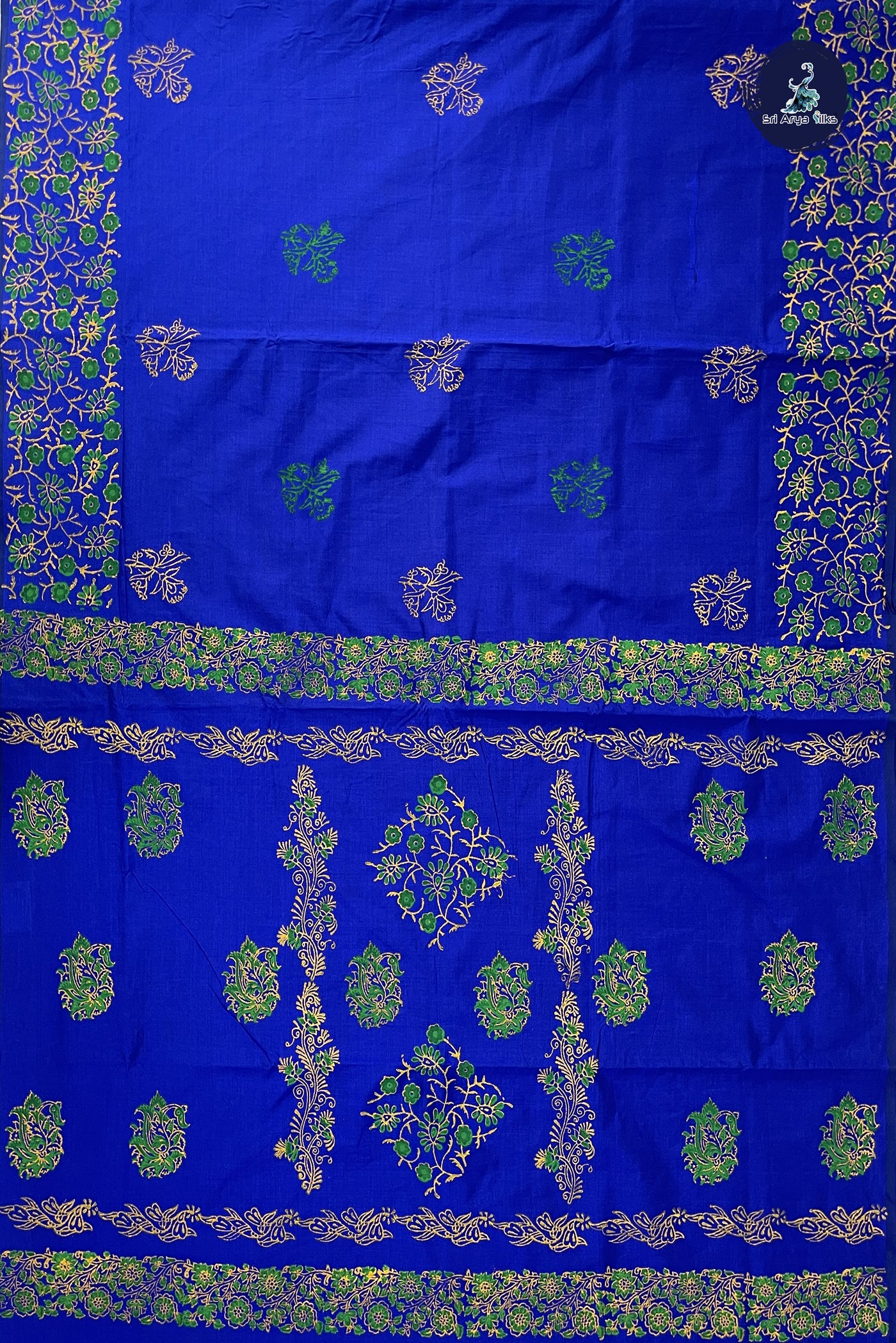Royal Blue Madisar Semi Silk Cotton Saree With Printed Pattern