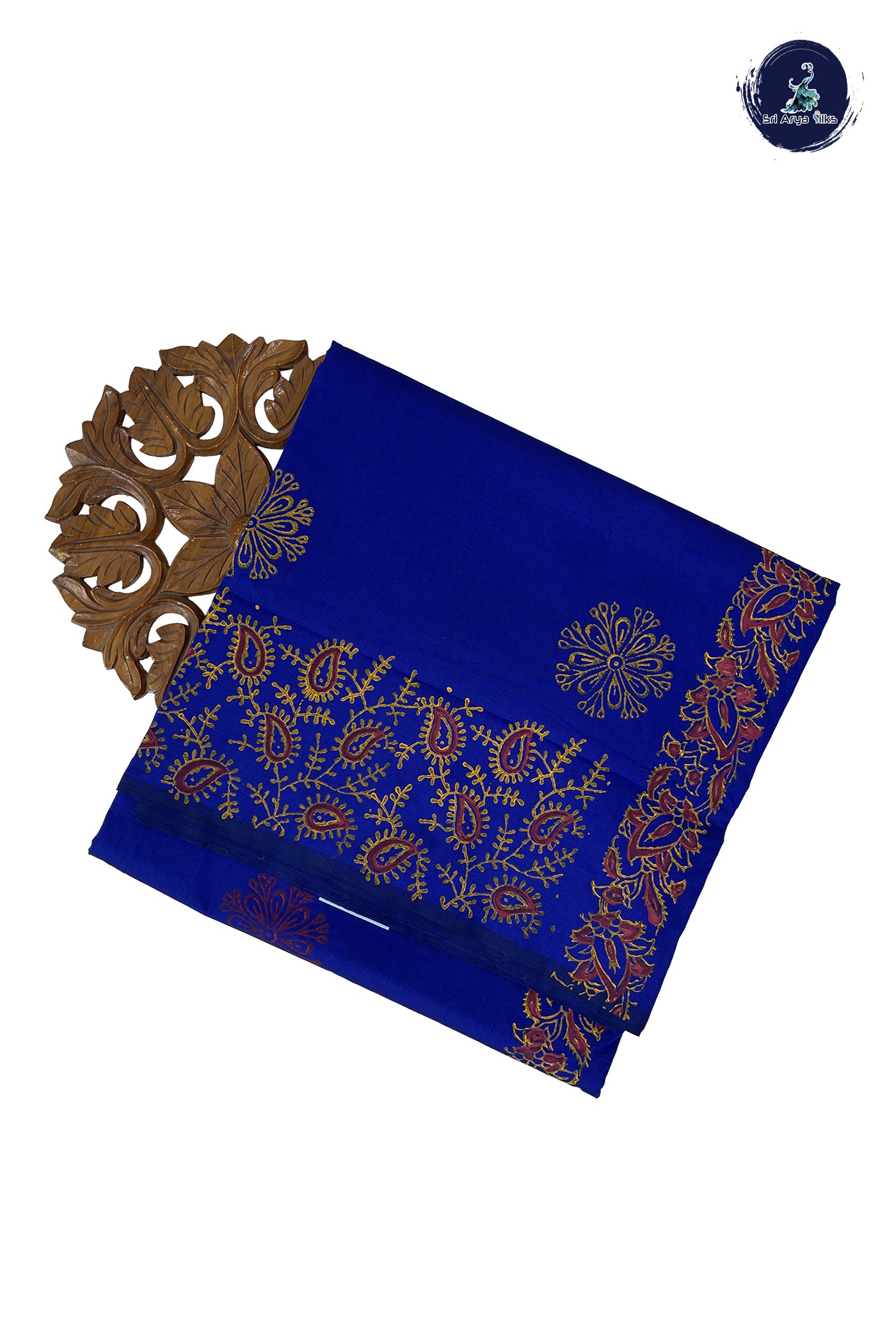 Royal Blue Madisar Semi Silk Cotton Saree With Printed Pattern